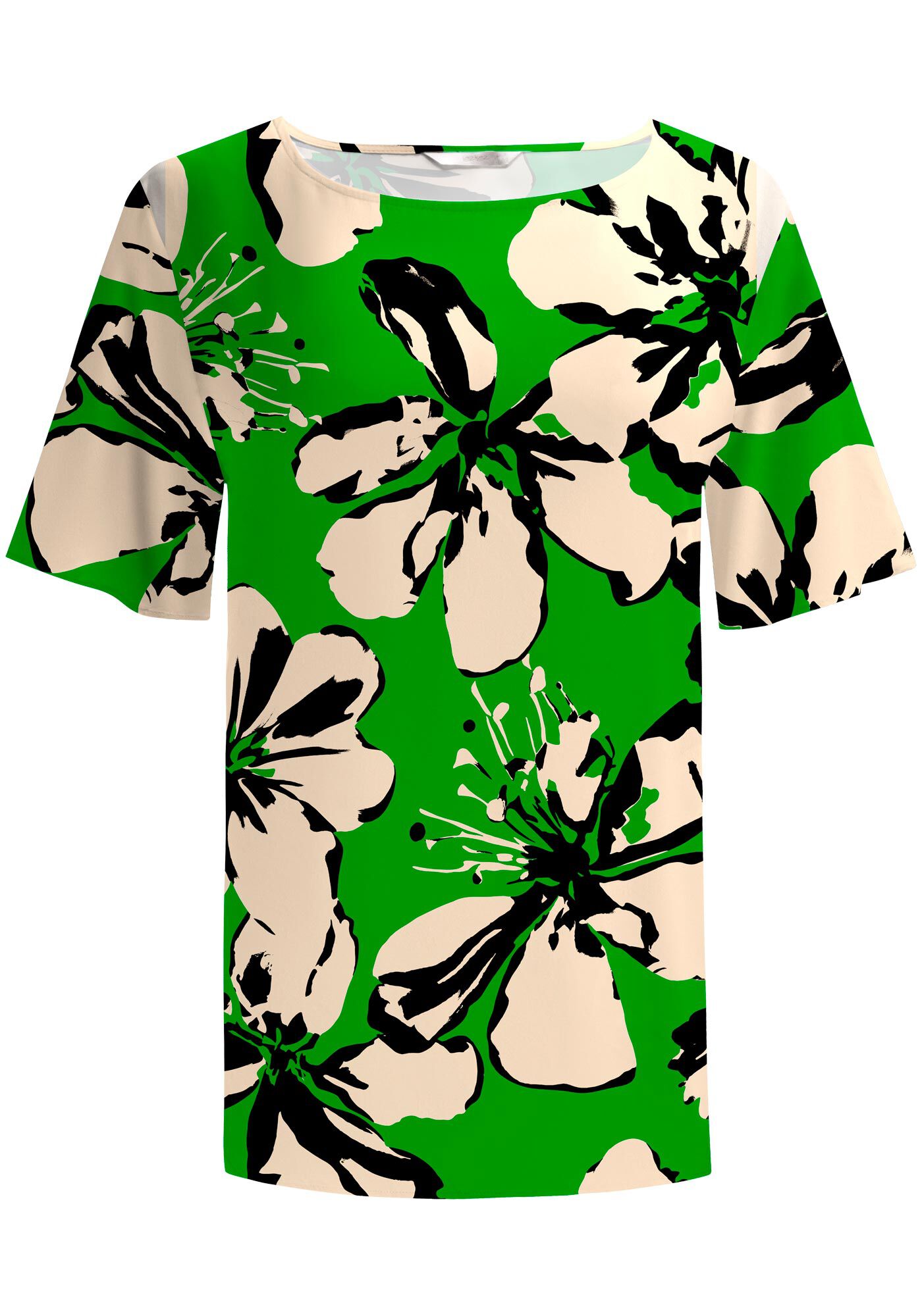 Blusa Manga Curta Ampla em Viscose Estampada, , large.