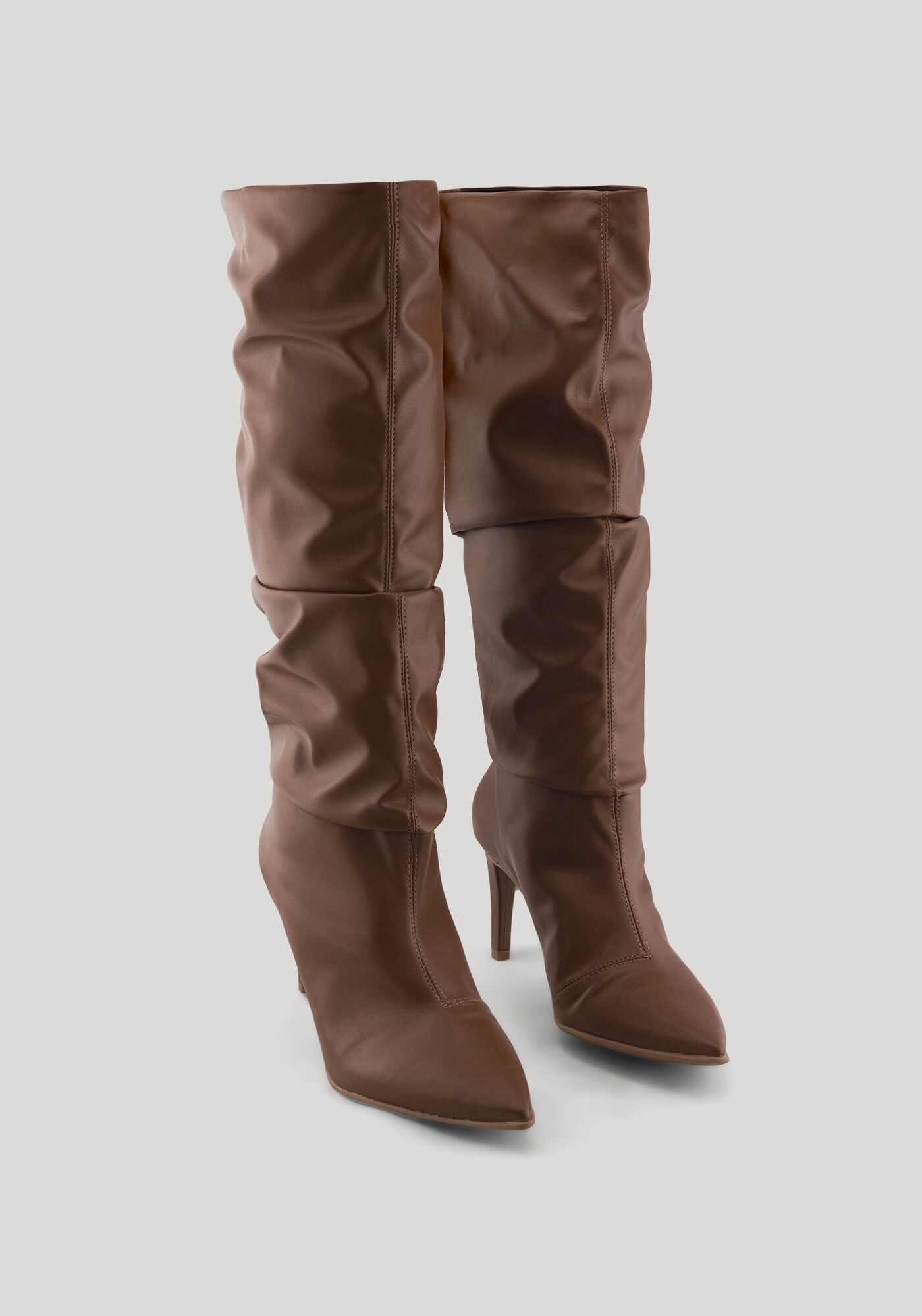 Bota De Cano Alto Com Bico Fino E Salto Forrado, , large.