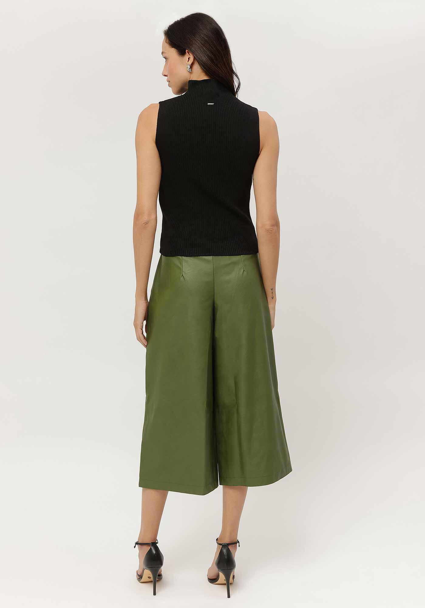 Blusa Sem Mangas em Tric&ocirc; com Gola Alta, , large.