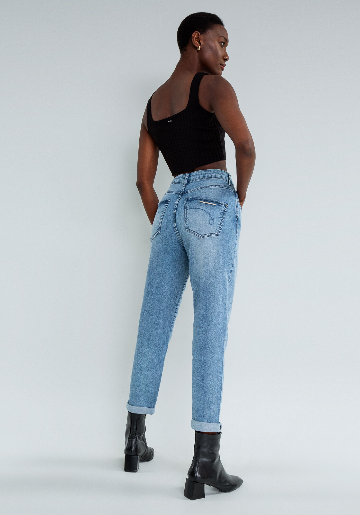 Cal&ccedil;a Jeans Mommy Cintura Alta, JEANS, large.