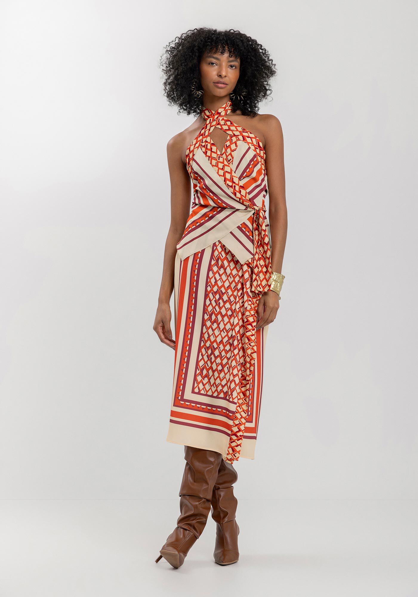 Blusa Frente &Uacute;nica Estampada Com Amarra&ccedil;&atilde;o, , large.