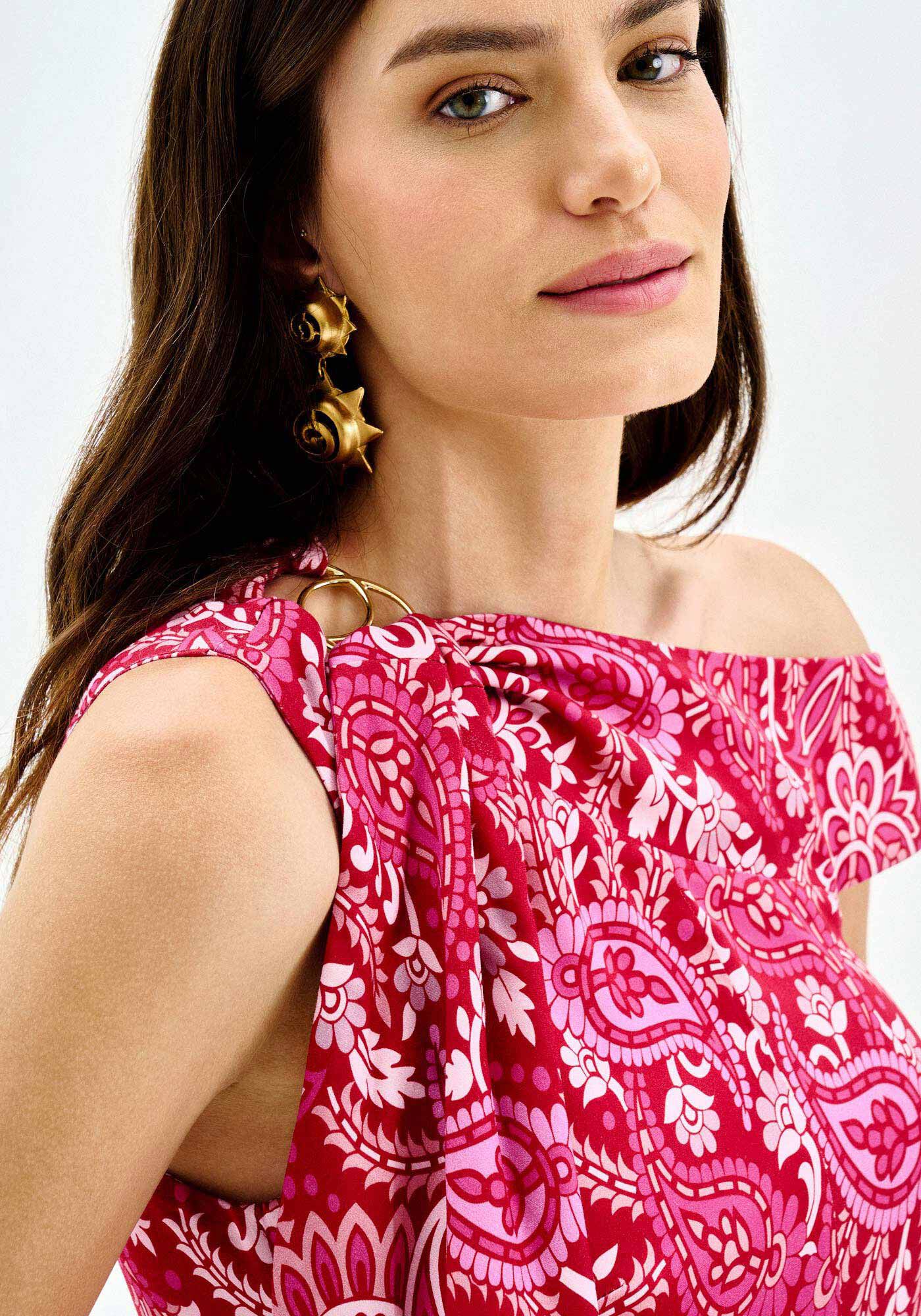 Macac&atilde;o Curto Estampado com Decote Um Ombro S&oacute;, PAISLEY, large.