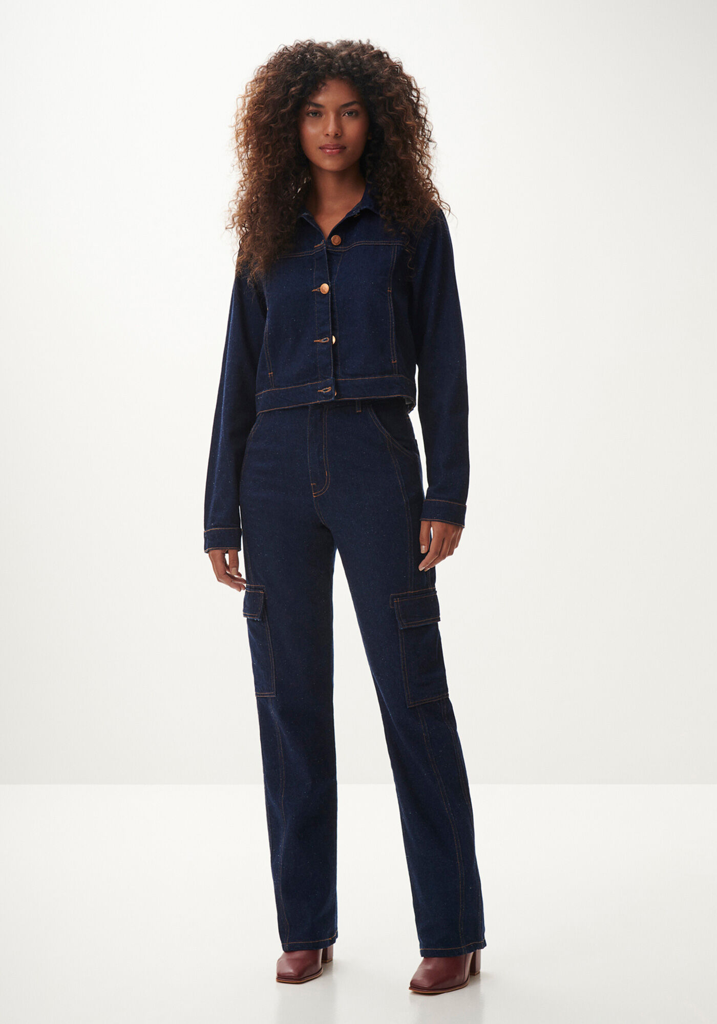 Jaqueta Jeans Cropped Sustent&aacute;vel, JEANS, large.