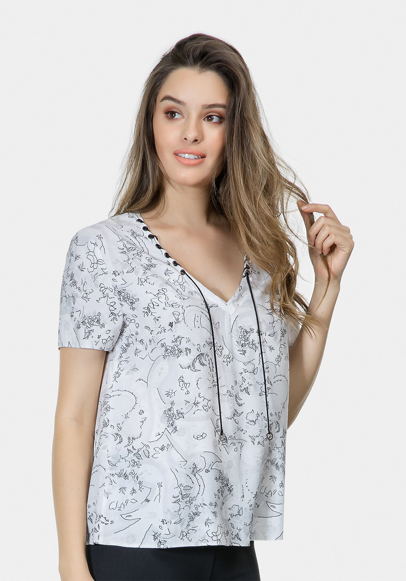 Blusa Estampada Cord&atilde;o Tecido, , large.