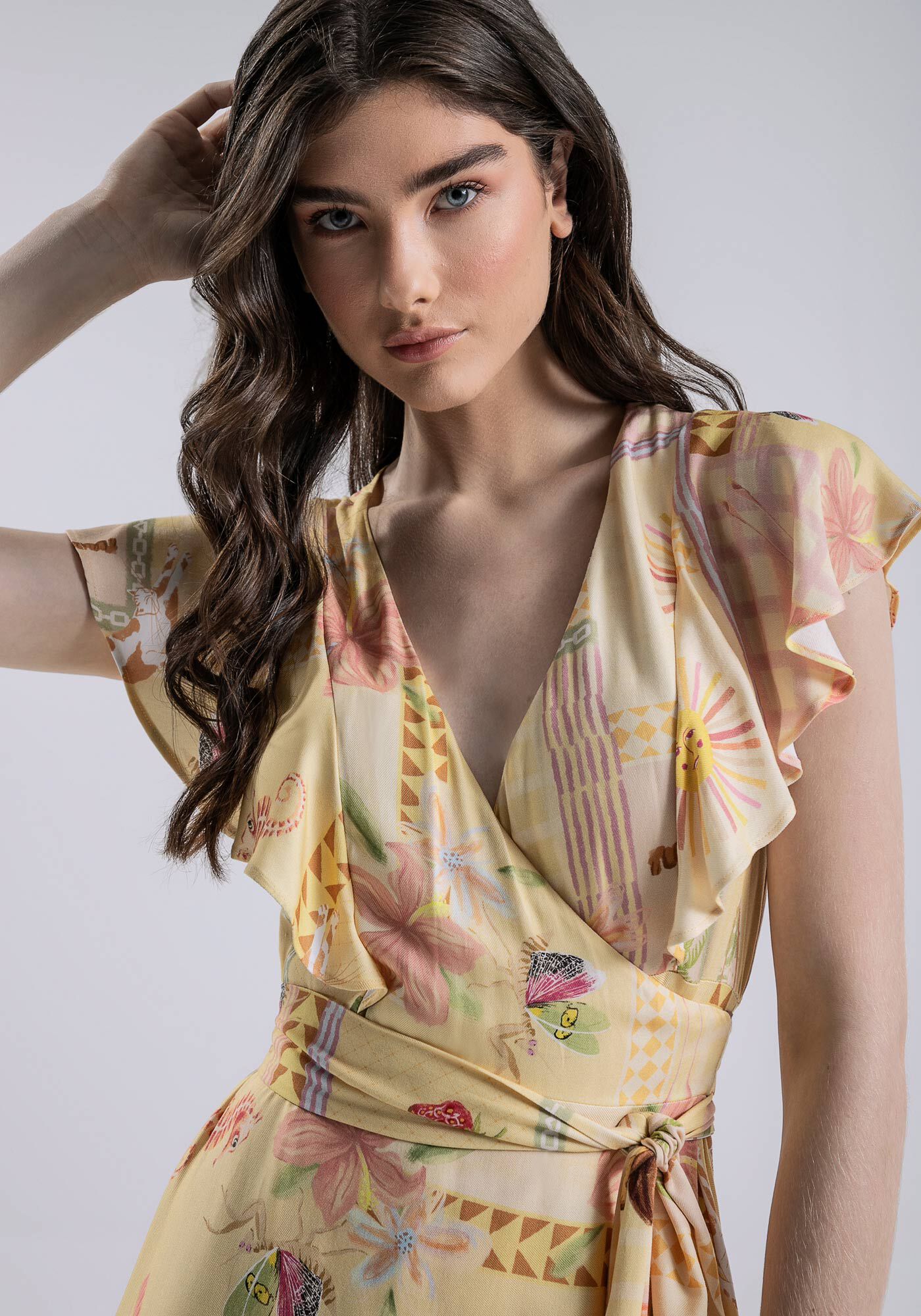 Vestido transpassado de viscose discount