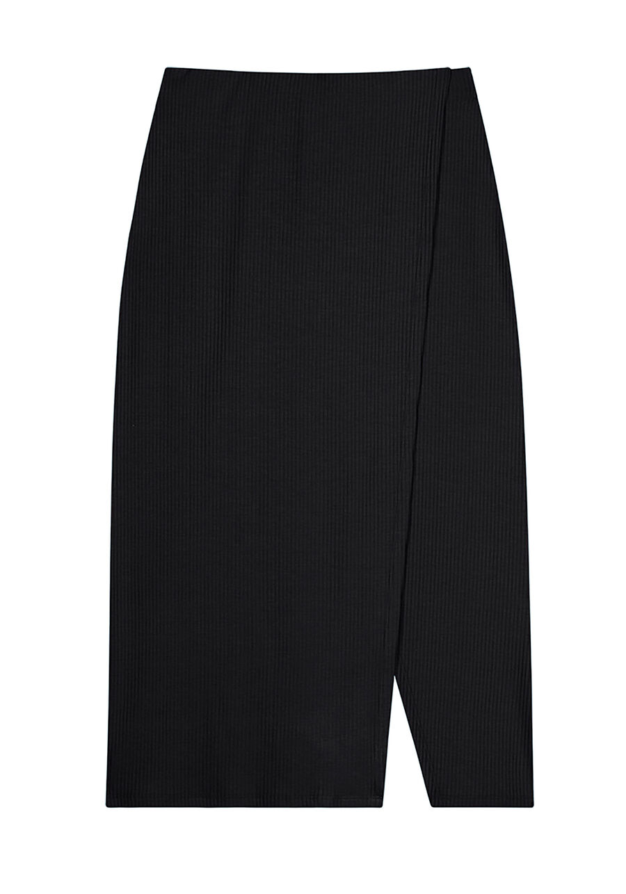 Saia Midi Canelada com Fenda Transpassada, . Saia Midi Canelada com Fenda Transpassada, , large.