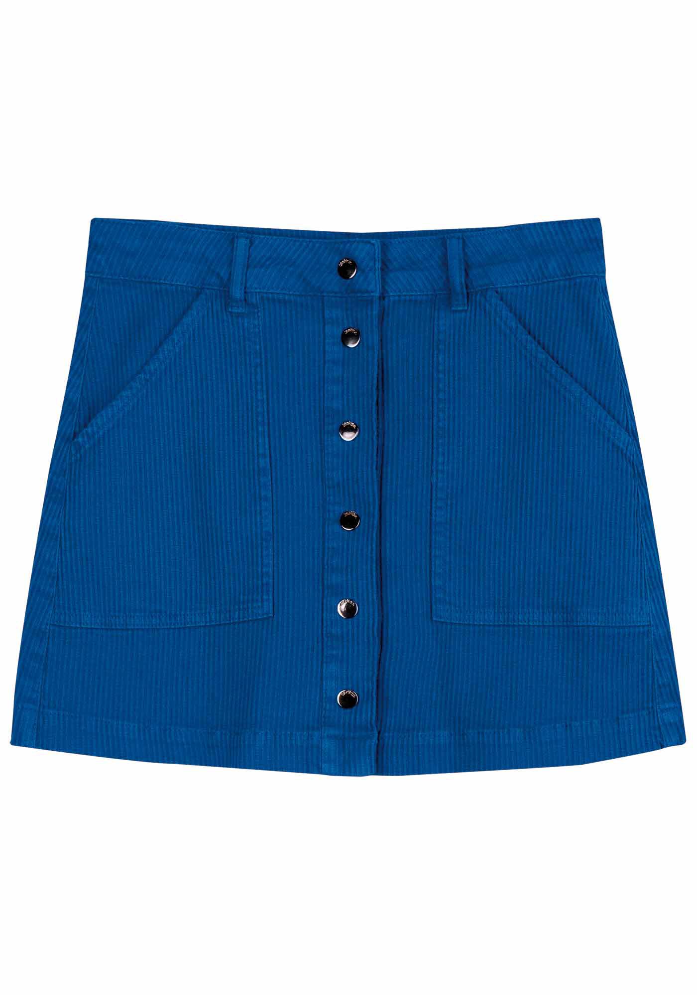 Saia Cotel&ecirc; Curta Cintura Alta com Bot&otilde;es, , large.