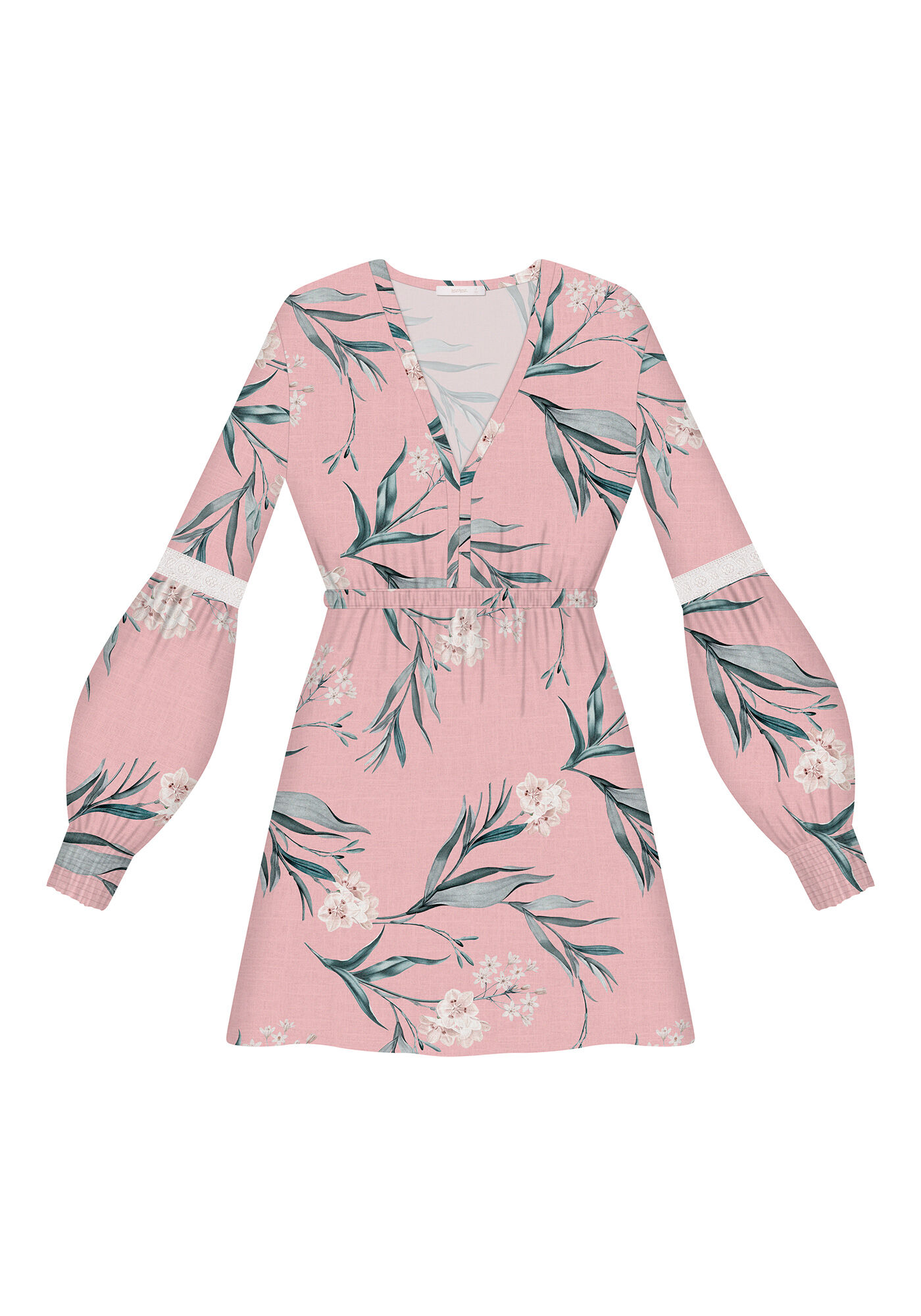 Vestido Estampado Detalhe Mangas, , large.