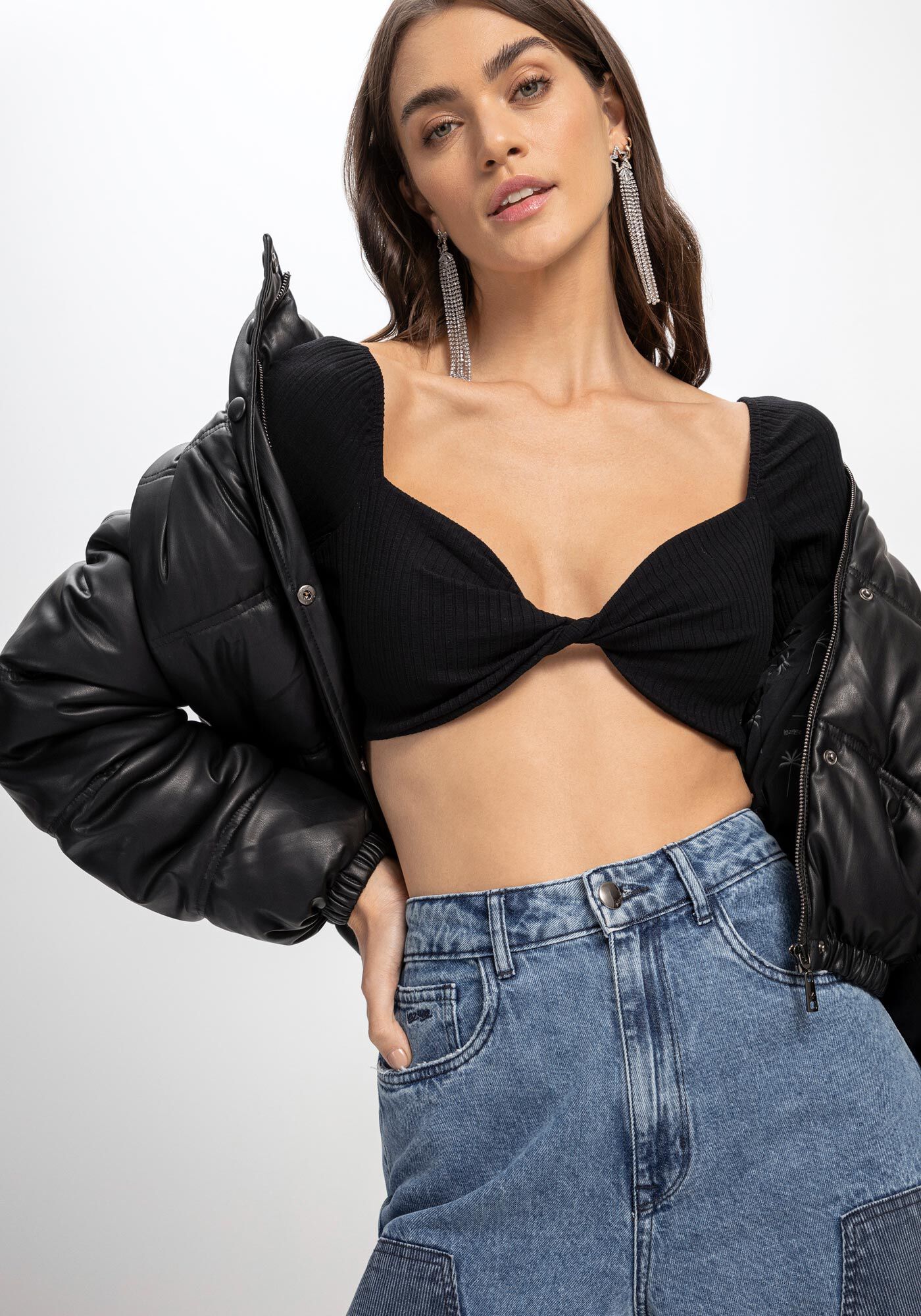 A2B25■ ※ lulu※ Blusa Ombro a Ombro Estampada Franzida | Lez a Lez