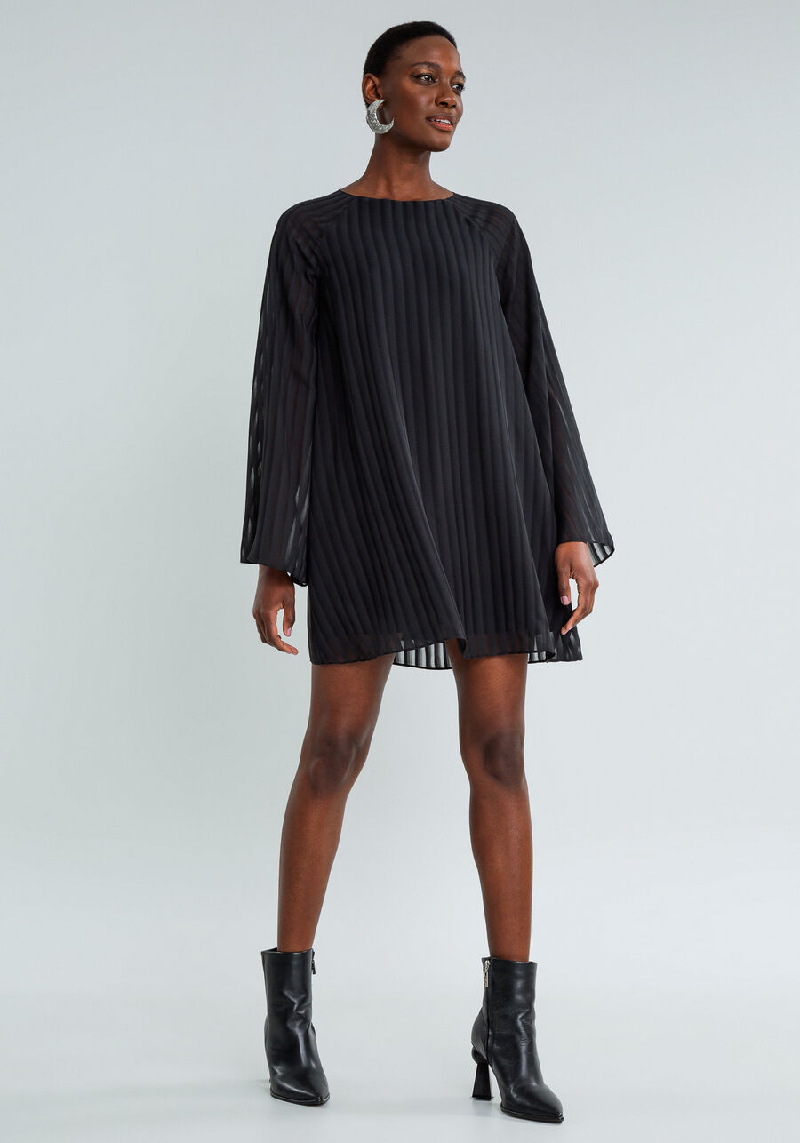 Vestido Curto Cinto com Pérolas, PRETO. Vestido Curto Cinto com Pérolas, PRETO, large.