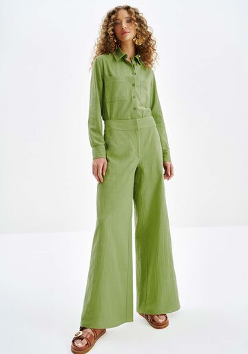 Calça Reta Alfaiataria com Cintura Média, VERDE LIRA. Calça Reta Alfaiataria com Cintura Média, VERDE LIRA, large.