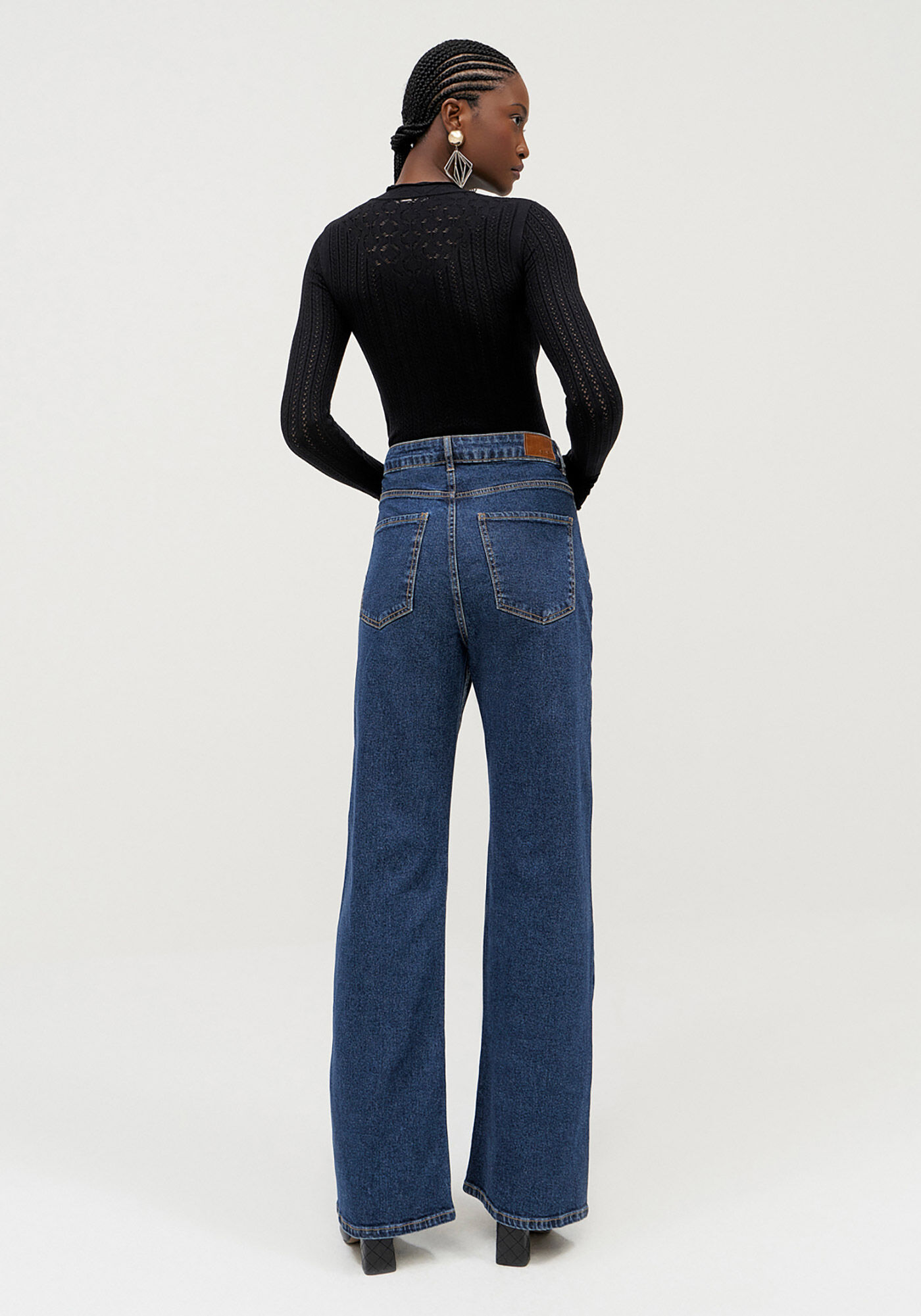 Cal&ccedil;a Jeans Wide Leg Comfort com Cintura Alta, , large.