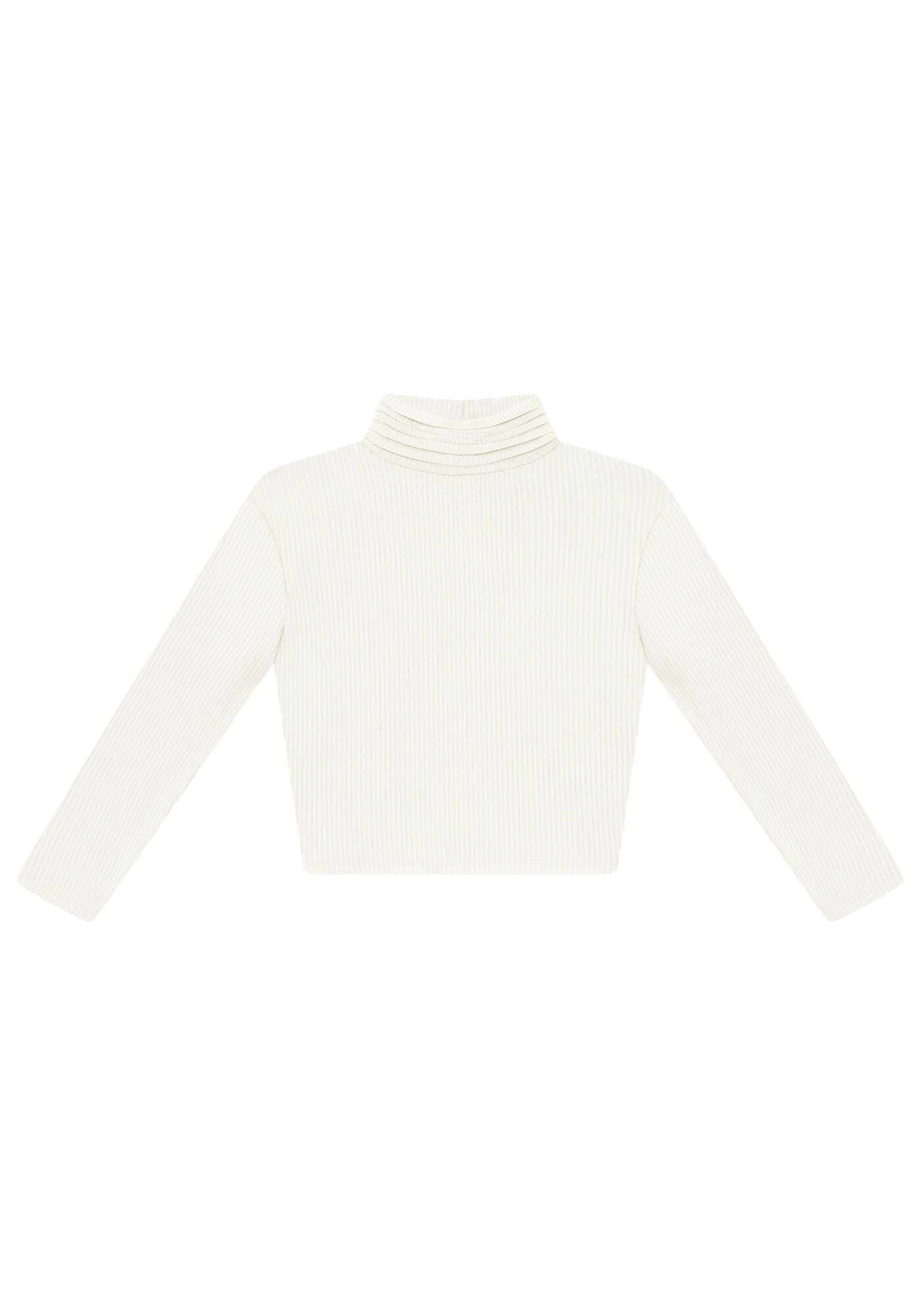 Blusa Cropped em Malha Canelada com Gola Alta, , large.