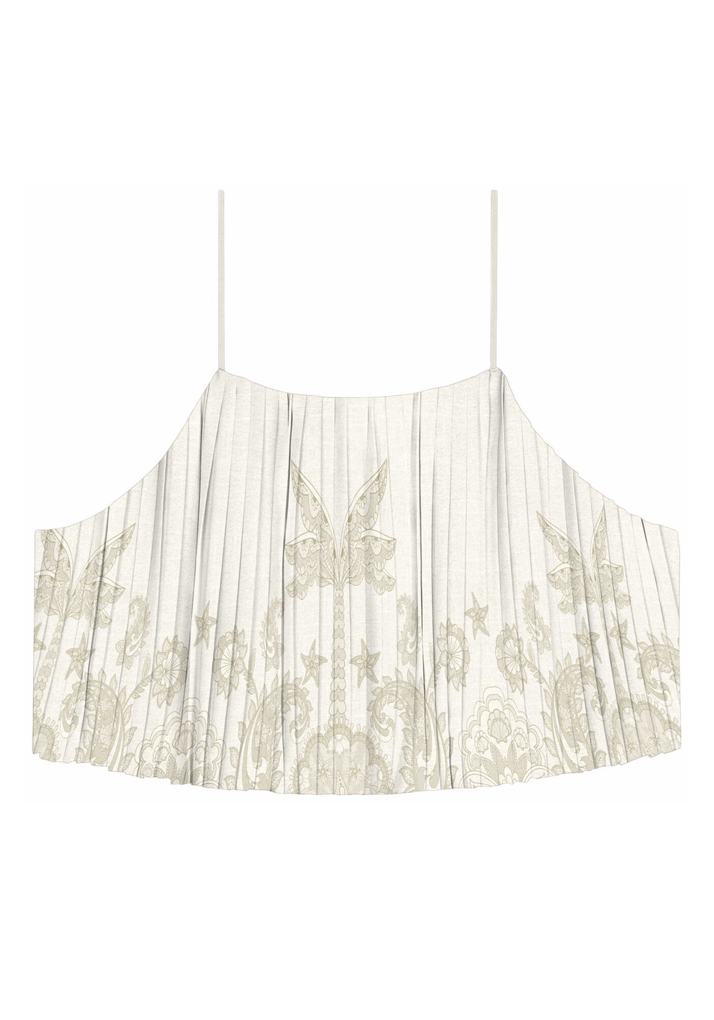 Blusa com Al&ccedil;as Plissada Cropped Estampada, NACPAN, large.