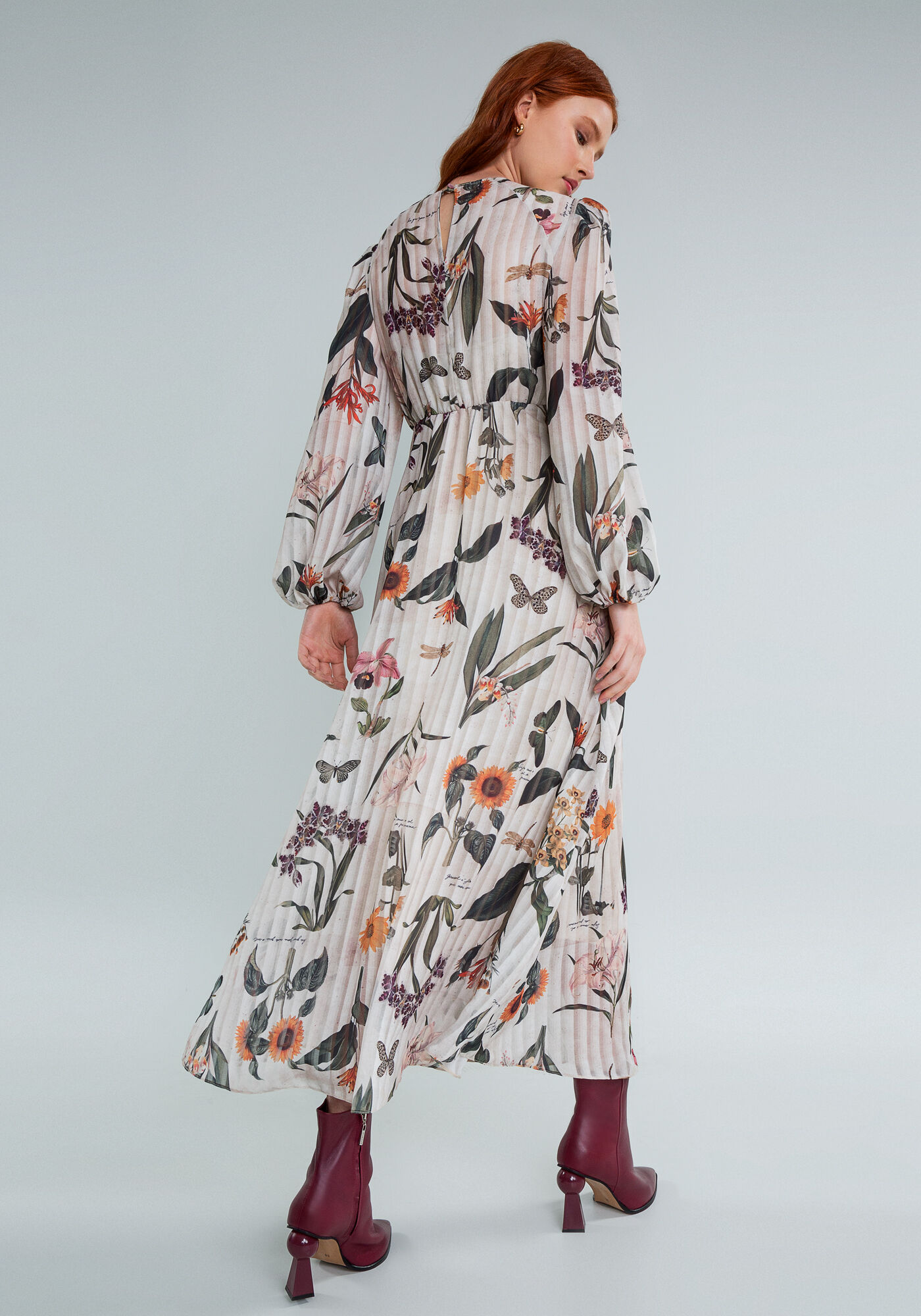 Vestido Manga Longa M&iacute;di Amarra&ccedil;&atilde;o, CARTAS, large.