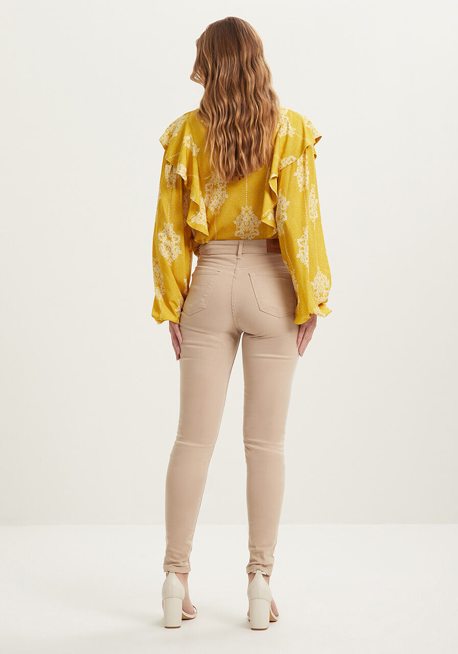 Cal&ccedil;a Skinny De Cintura Alta Em Sarja Com Elastano, , large.