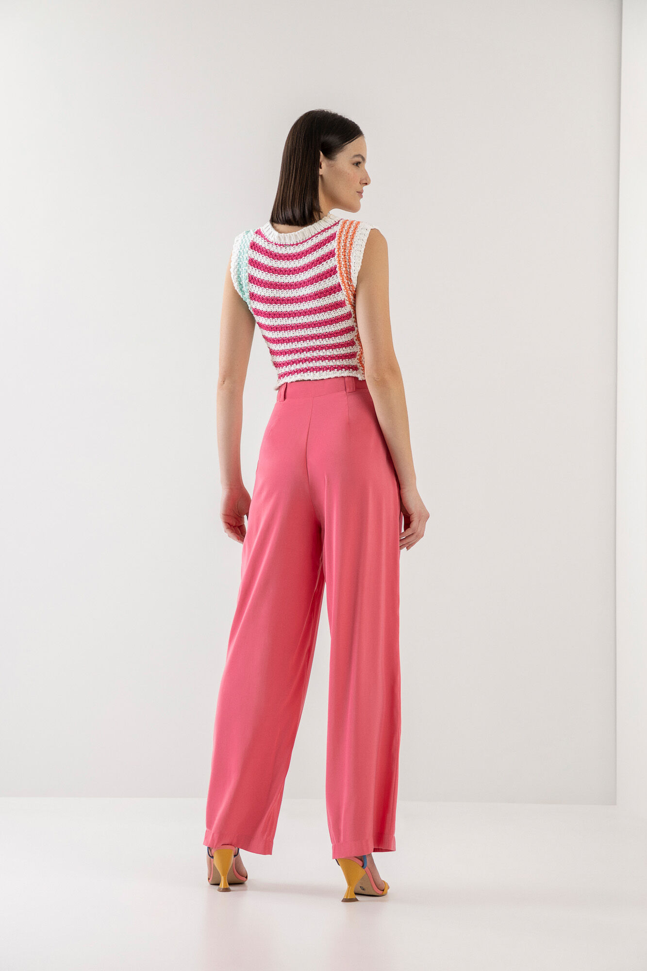 Calça reta cintura alta cheap