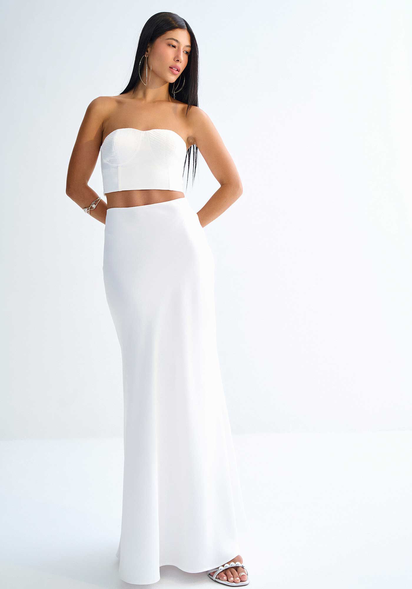 Saia Longa Minimal com Cintura Alta, , large.