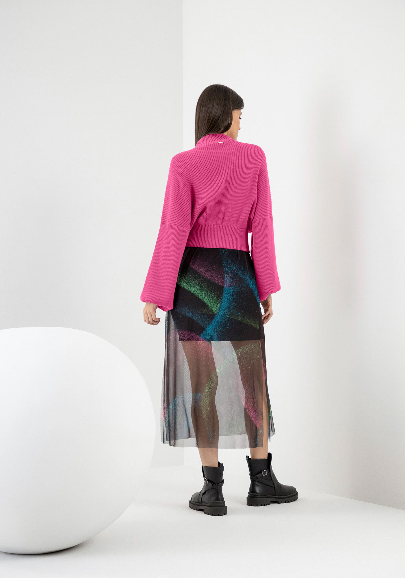 Blus&atilde;o Oversized em Tric&ocirc; com Manga Bufante, , large.