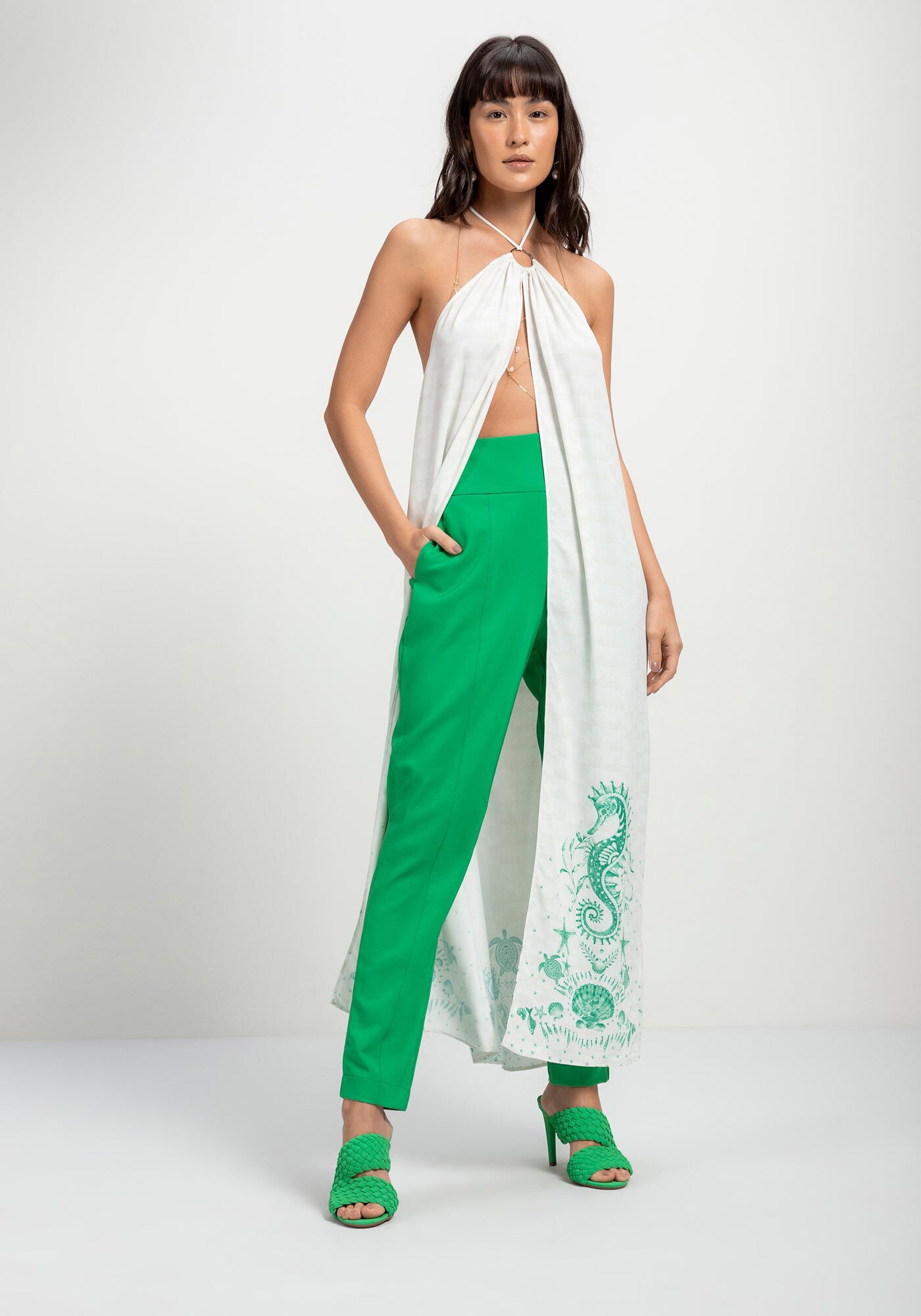 Cal&ccedil;a Slim com Cintura Alta Alfaiataria, , large.