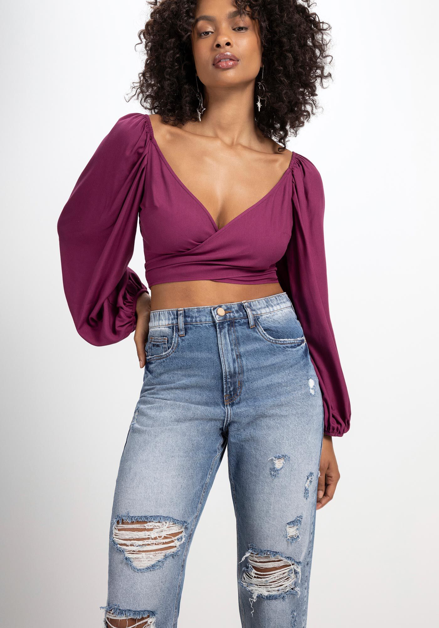 Cal&ccedil;a Jeans Mom Super Alta Destroyed, , large.