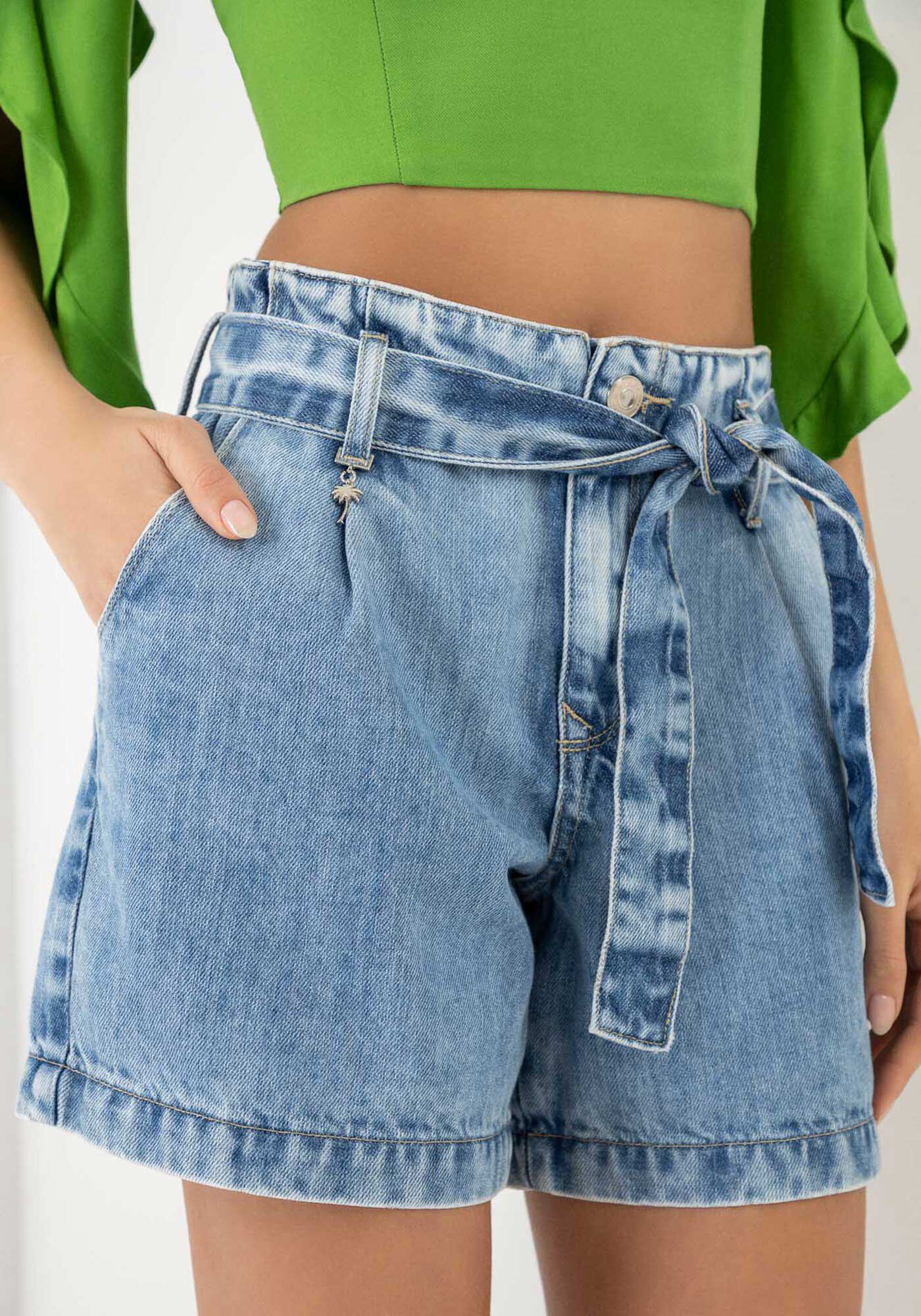 Bermuda Jeans Boyfriend com Cinto, , large.