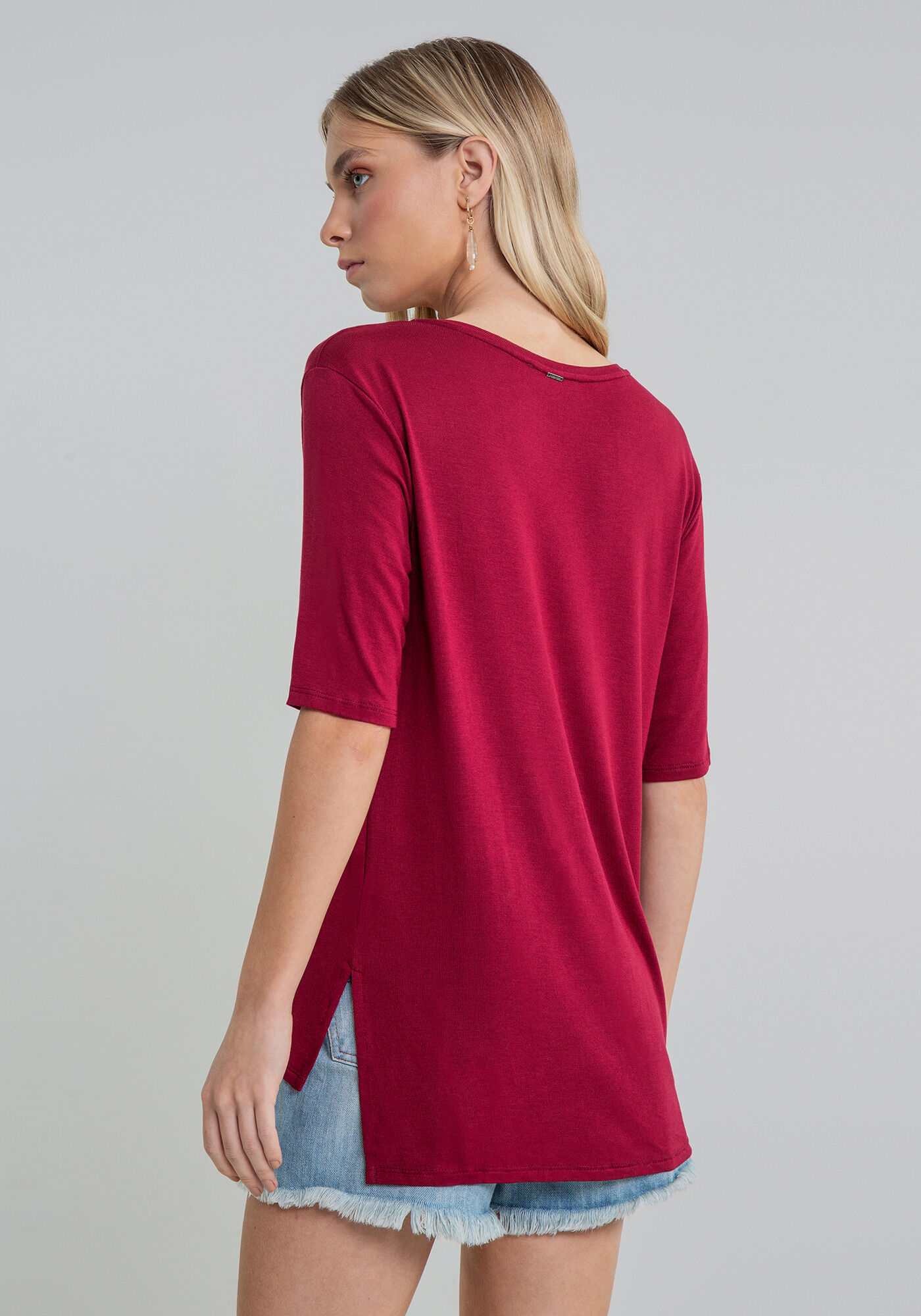 Blusa Decote V B&aacute;sica, , large.