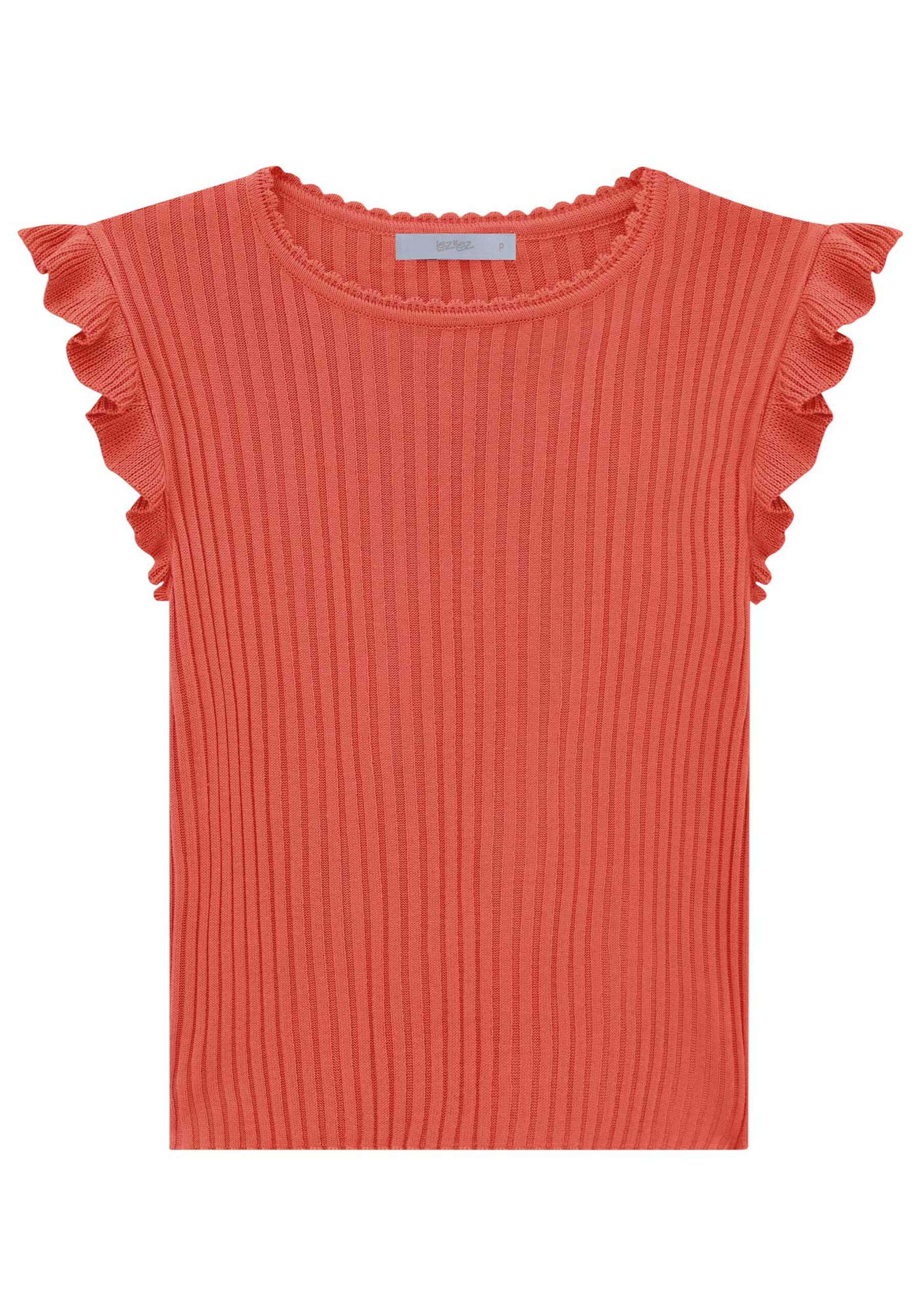 Regata em Tricô com Babado Cavas, . Regata em Tricô com Babado Cavas, , large.