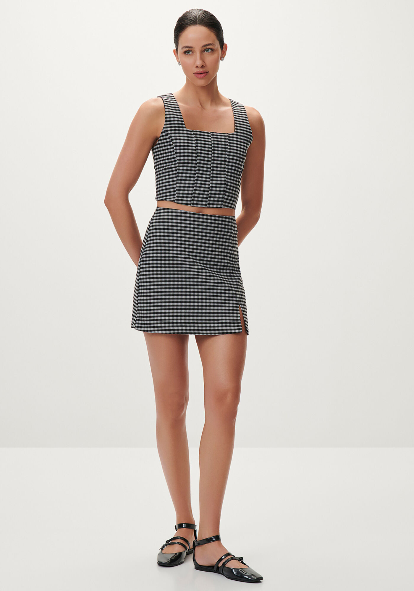 Saia Curta Cintura Alta Xadrez, , large.