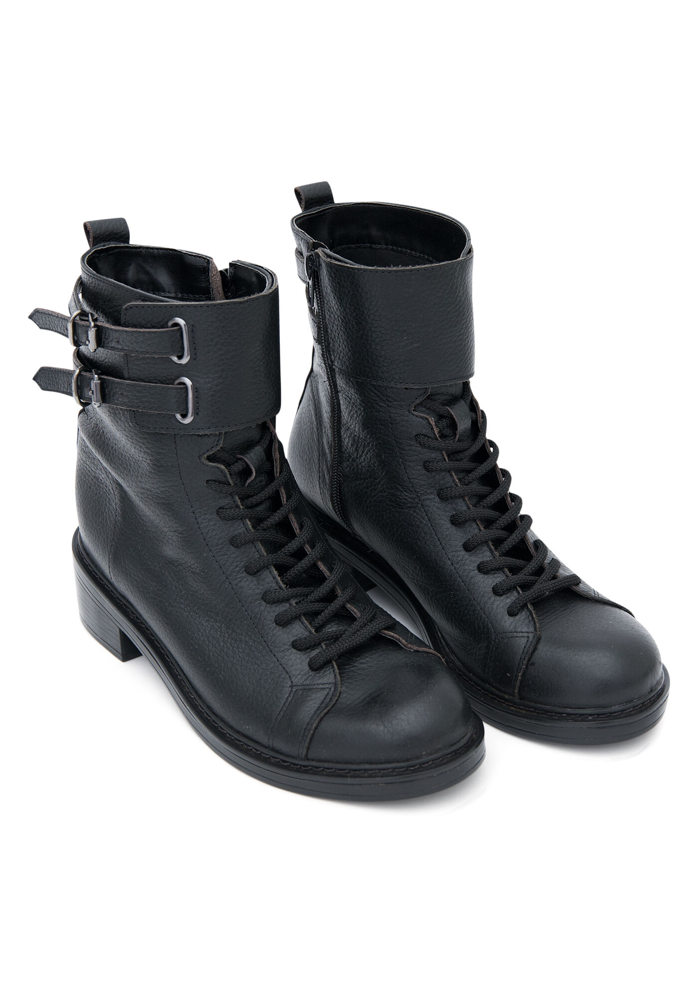 Coturno com Salto Baixo Cano Curto, PRETO REATIVO, large.