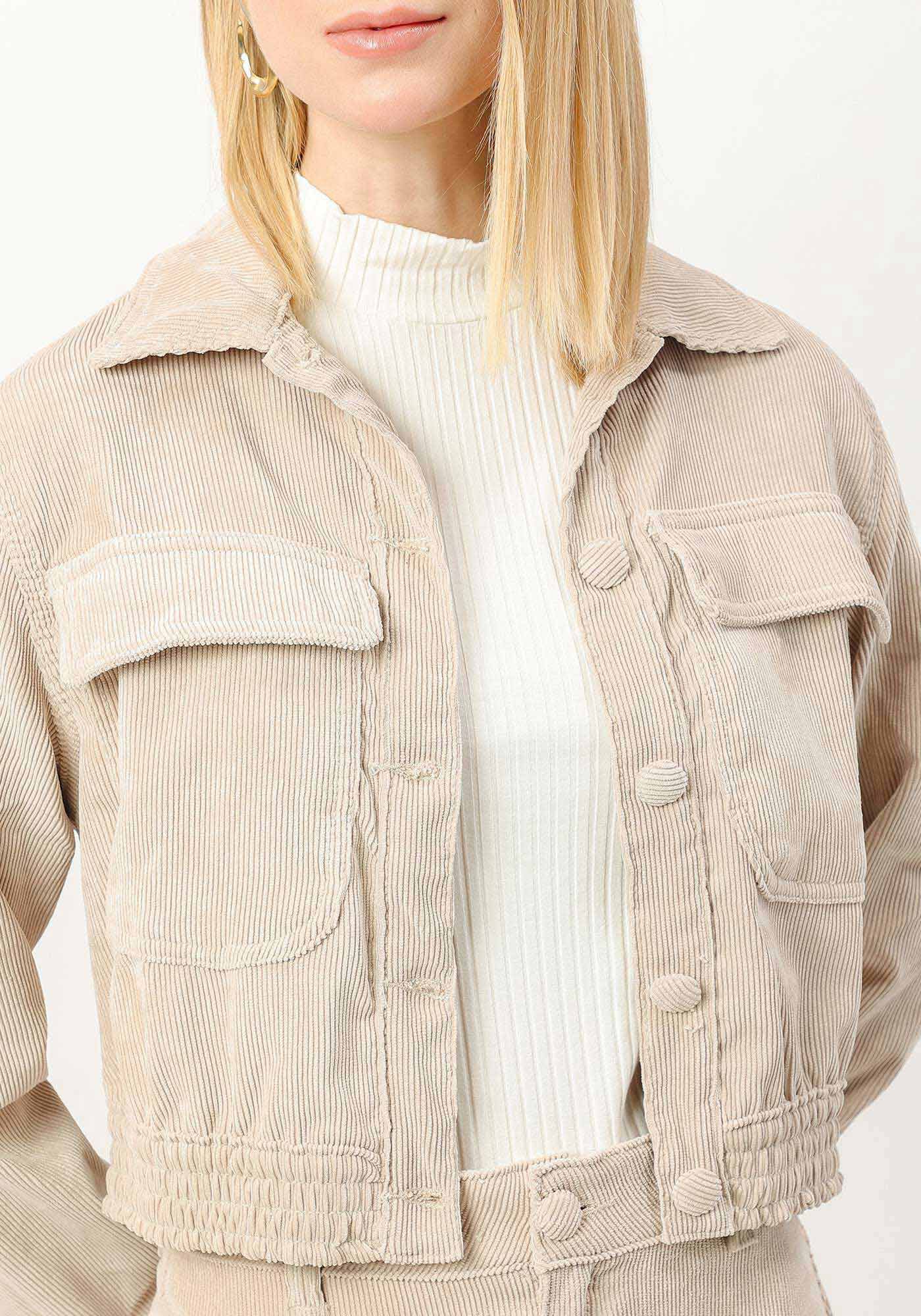 Jaqueta Bomber em Veludo com Bolsos, , large.