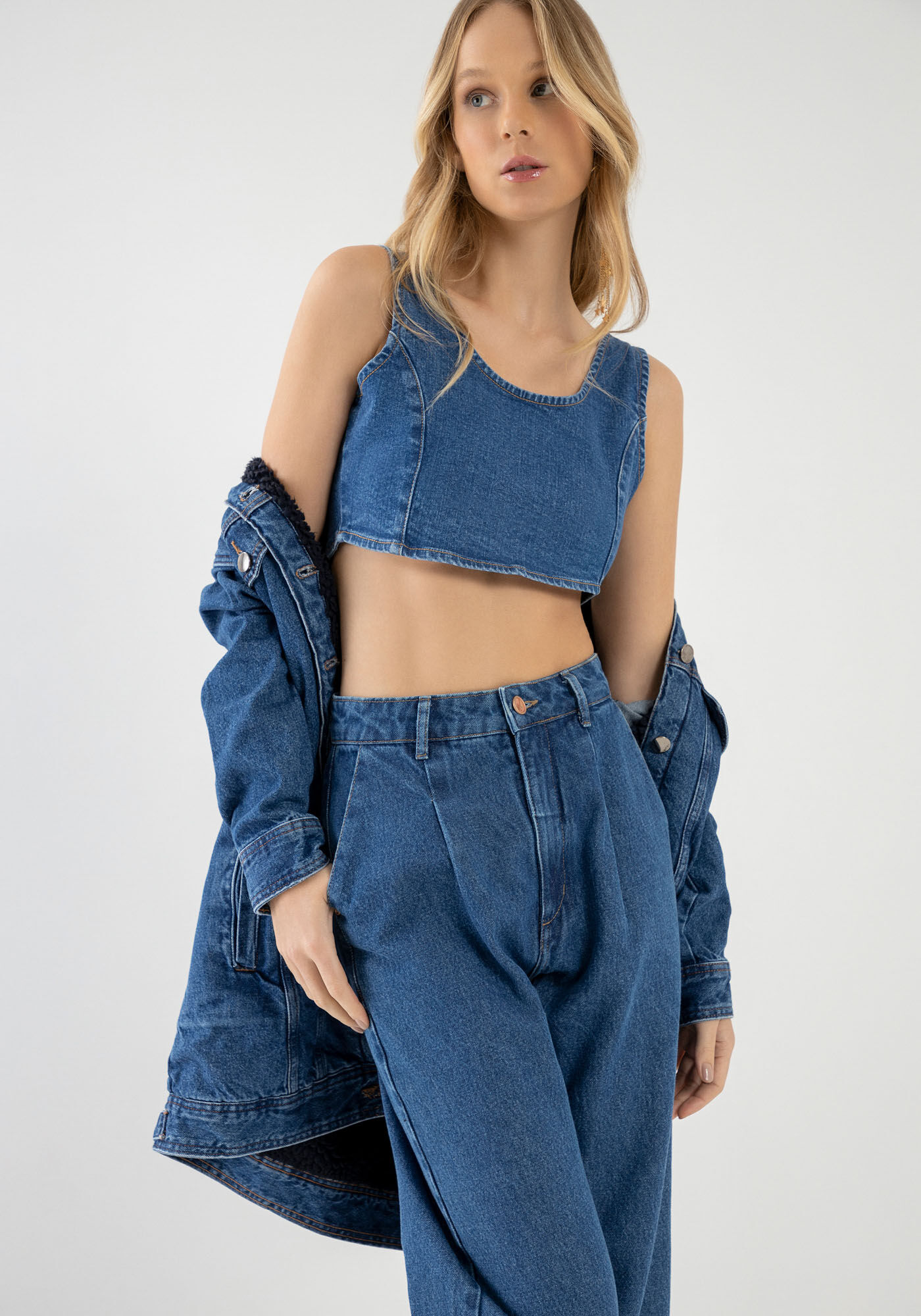 Cal&ccedil;a Jeans Reta Alfaiataria Super Alta, JEANS, large.