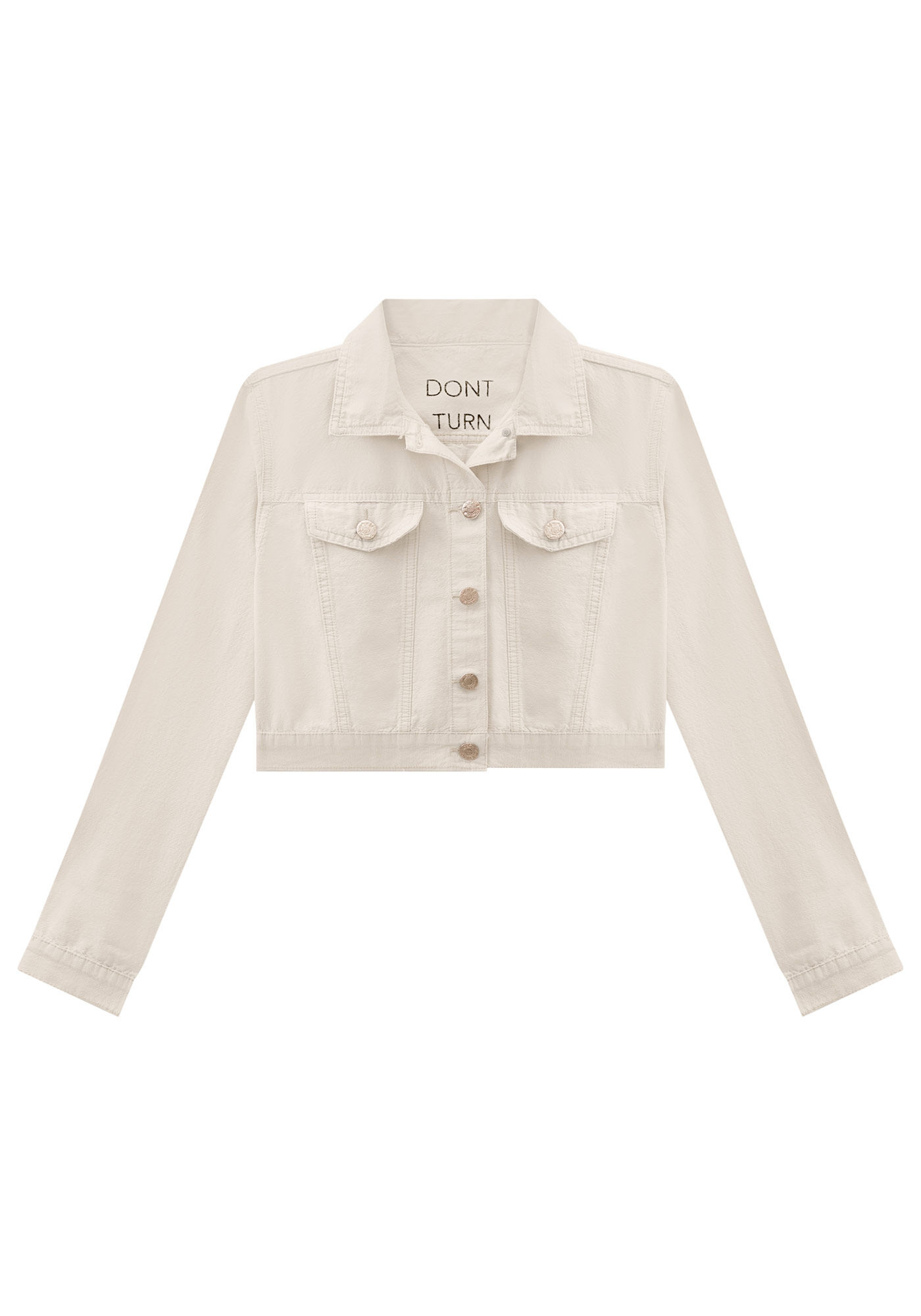 Jaqueta Sarja Cropped, BEGE MARFIM, large.