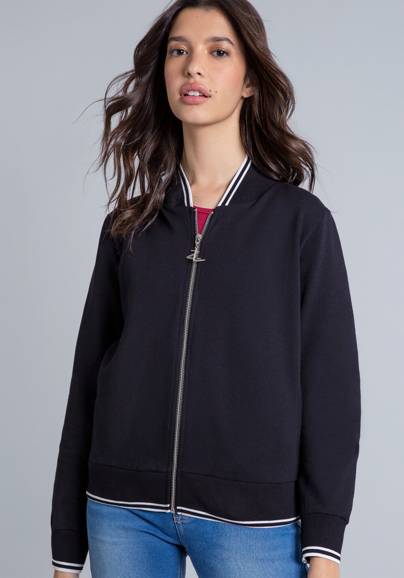 Jaqueta Bomber Retil&iacute;nea, , large.