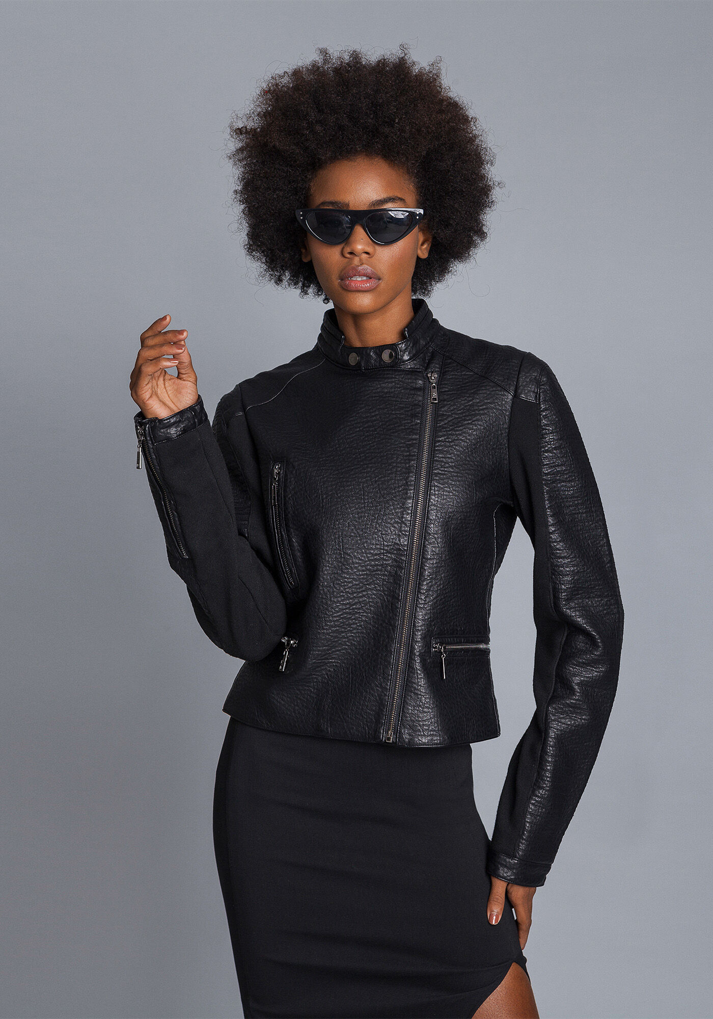 Jaqueta biker preta best sale
