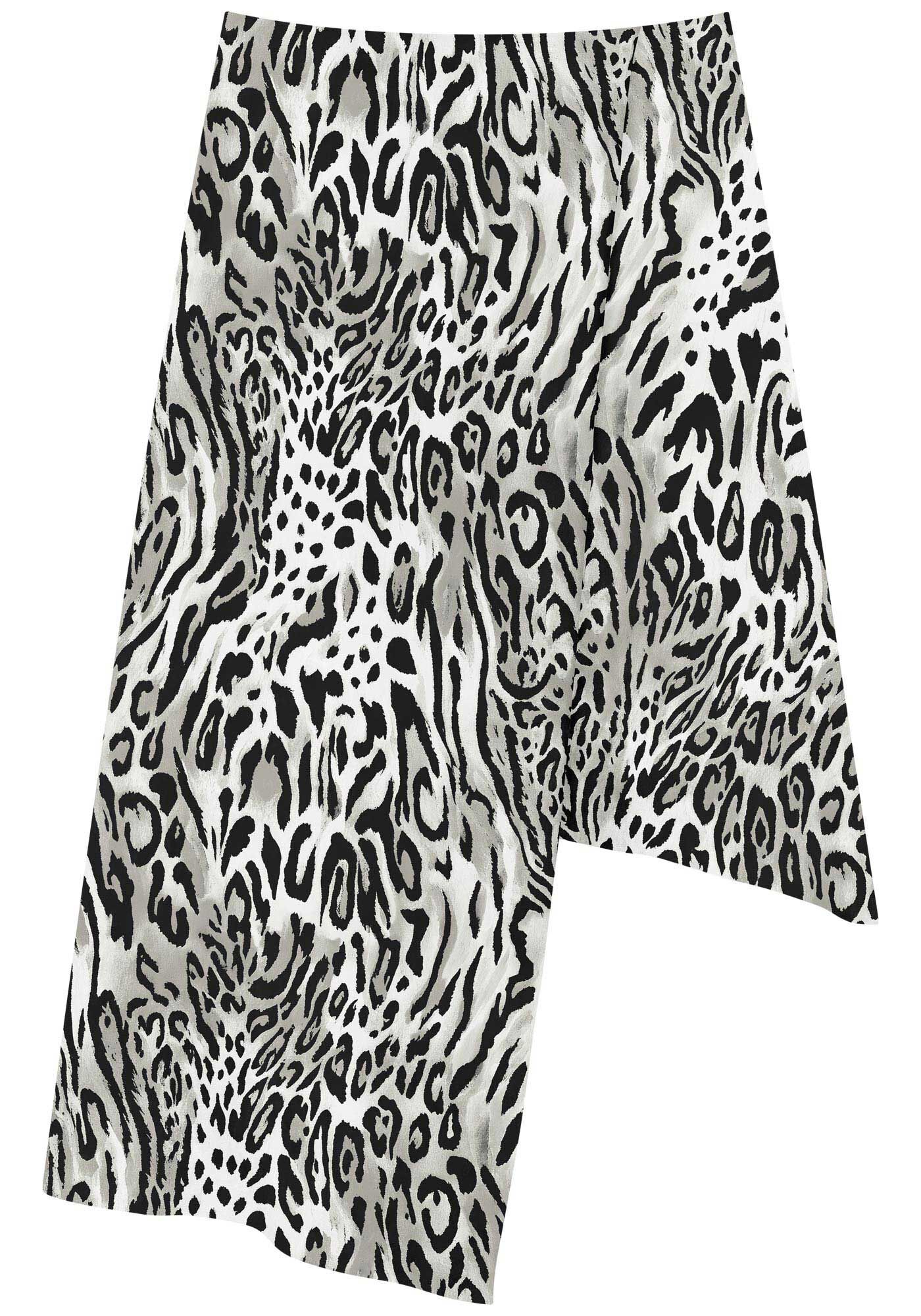 Saia De Cintura Alta Estampada Com Sobreposi&ccedil;&atilde;o, JAGUATIRICA PRETO, large.