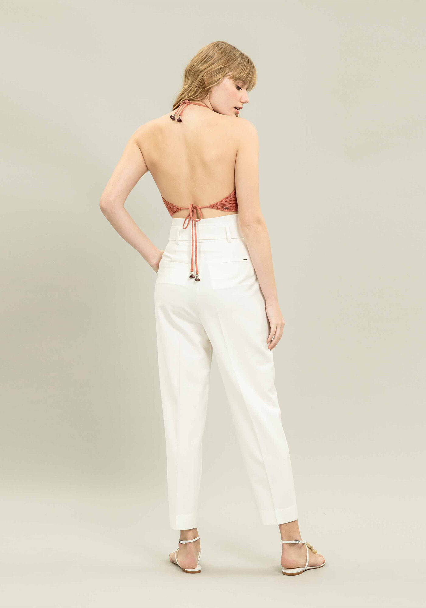 Cal&ccedil;a Cintura Alta com Cinto Branco Off White, , large.