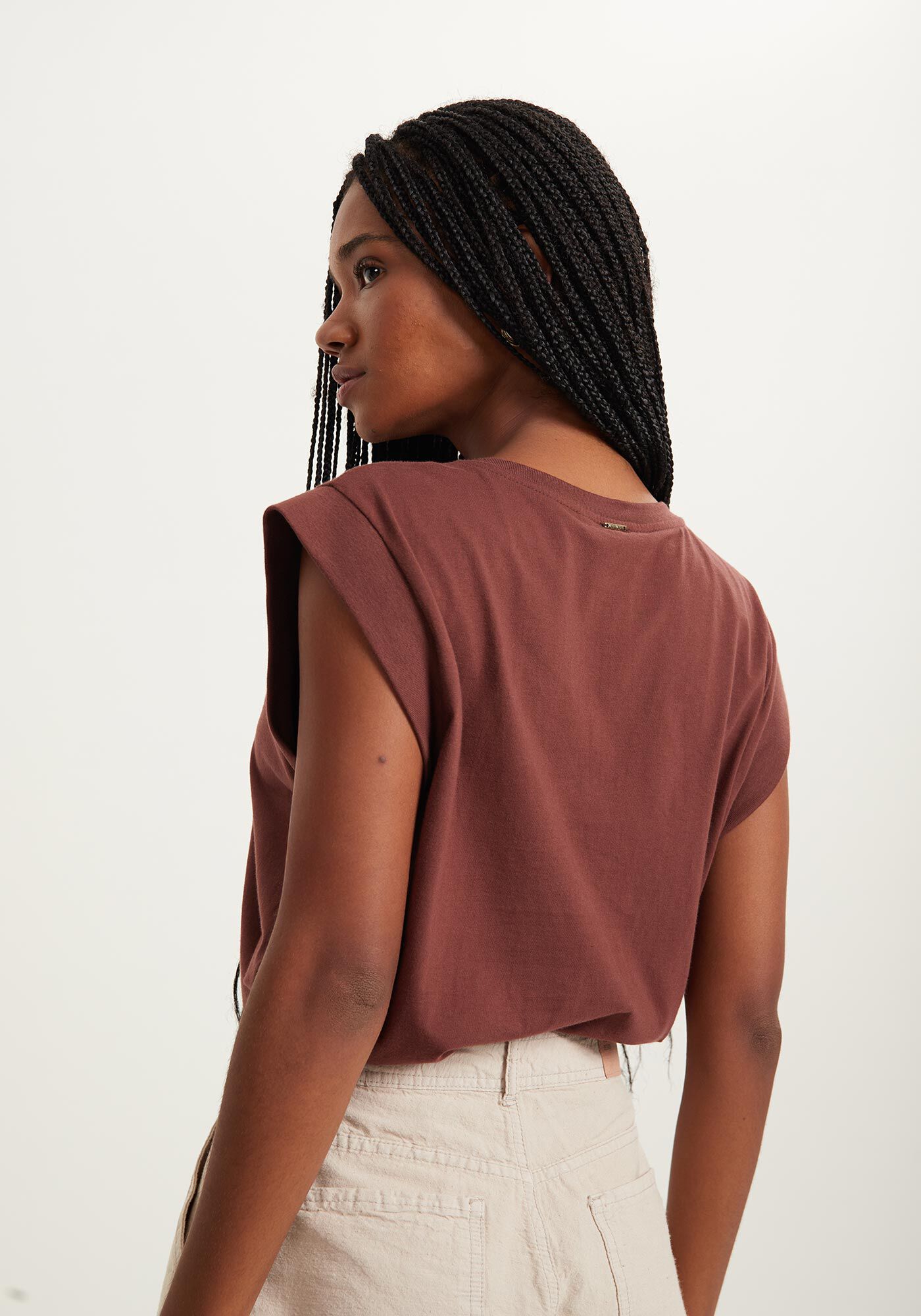 Blusa De algod&atilde;o Com Gola Canelada E Estampa Local, , large.