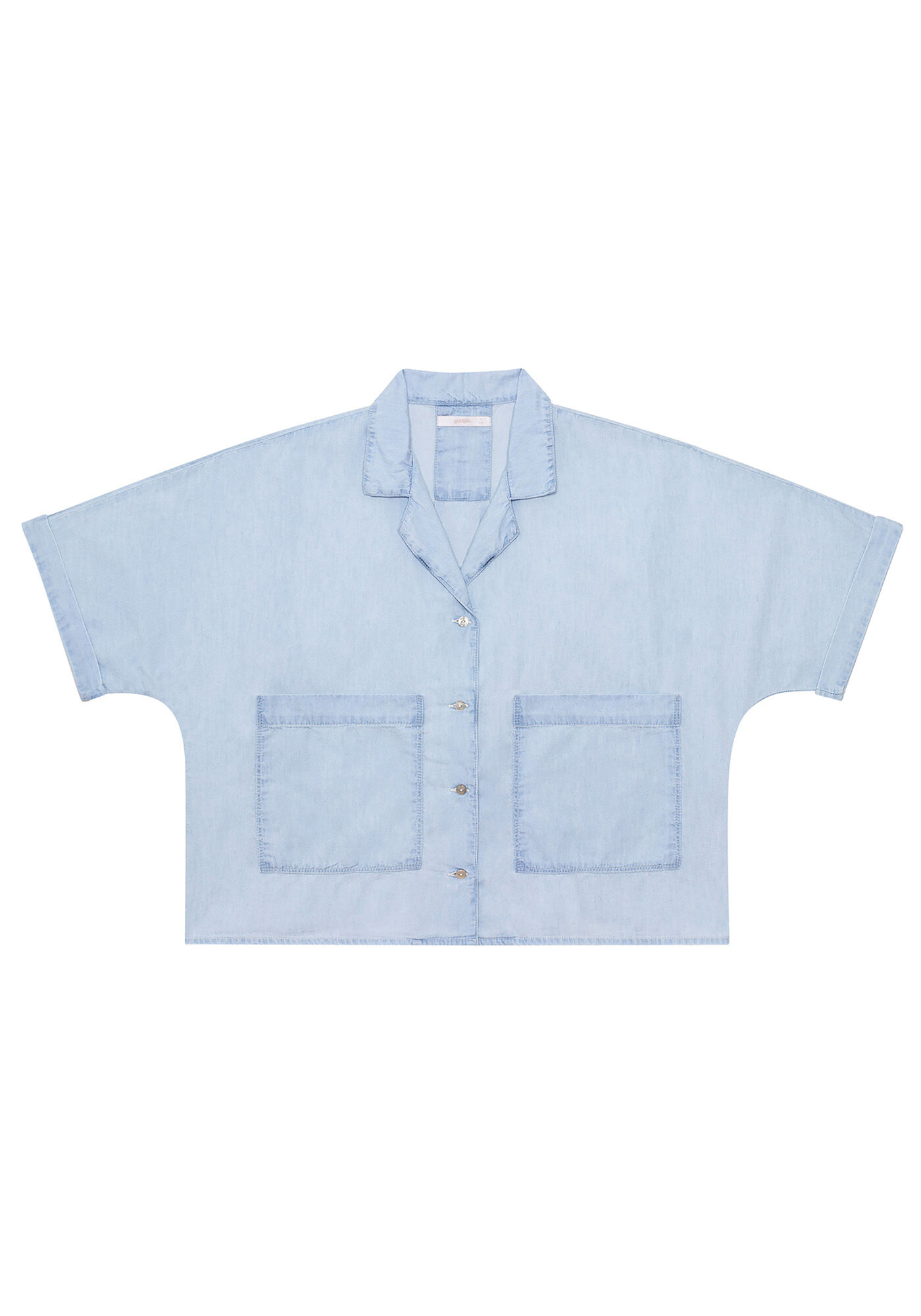 Camisa Jeans Manga Curta, , large.