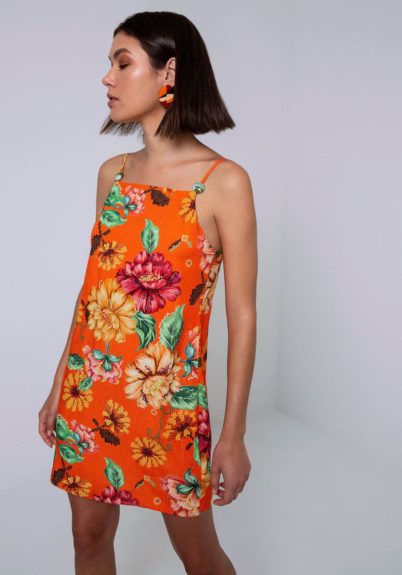 Vestido de viscose curto de alça 2025