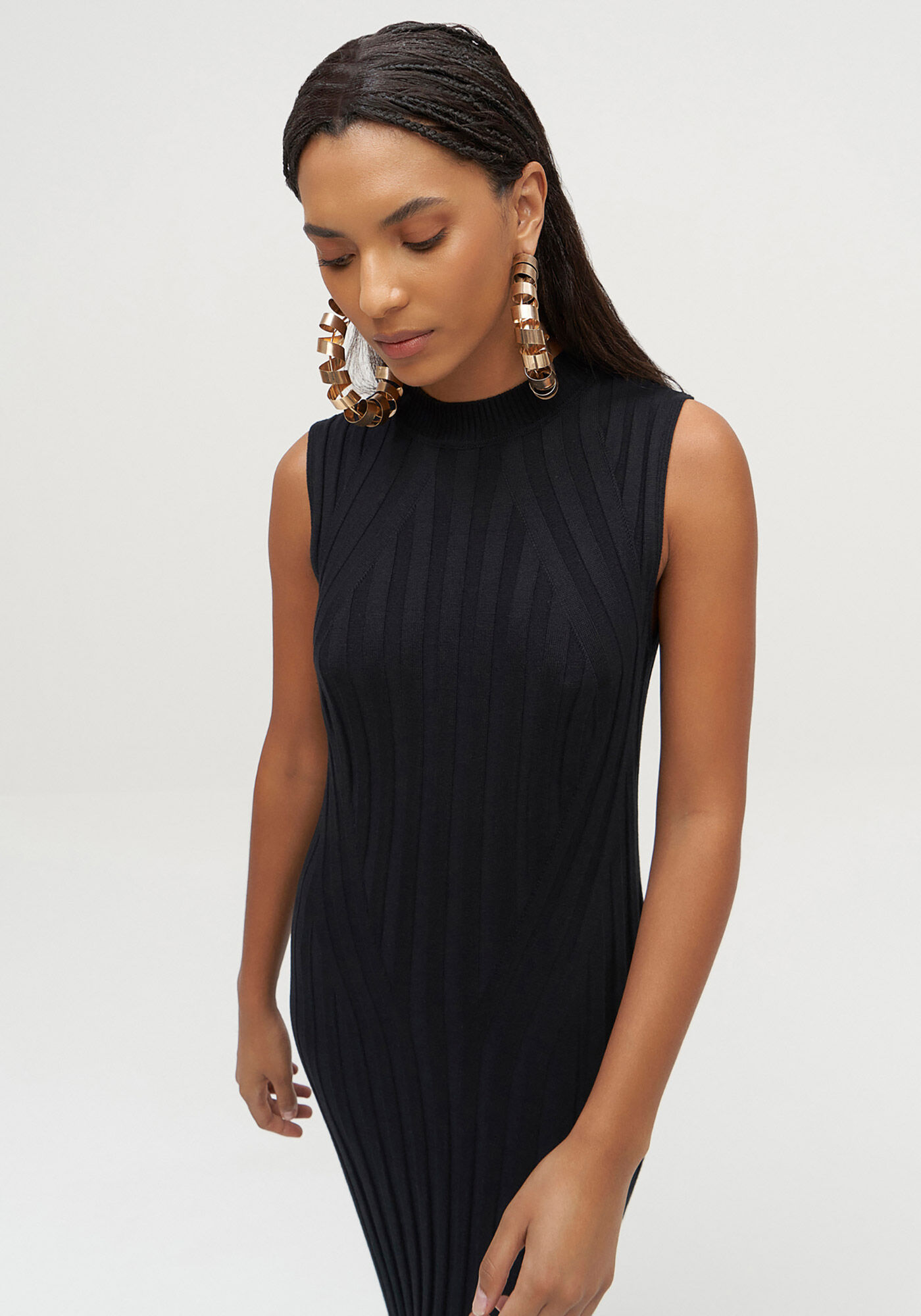 Vestido Midi em Tric&ocirc; com Fenda Costas, , large.