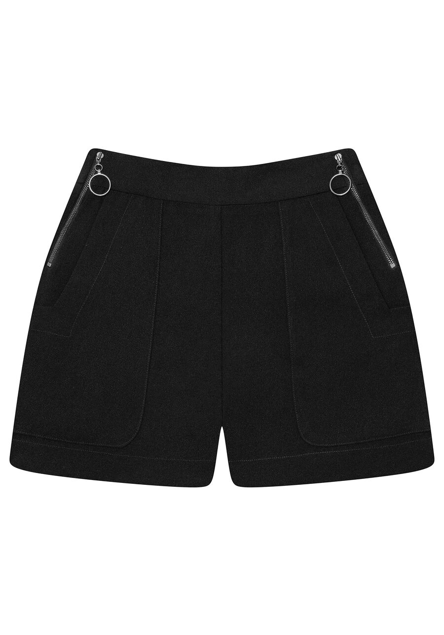 Shorts Cintura Alta Zíper, . Shorts Cintura Alta Zíper, , large.