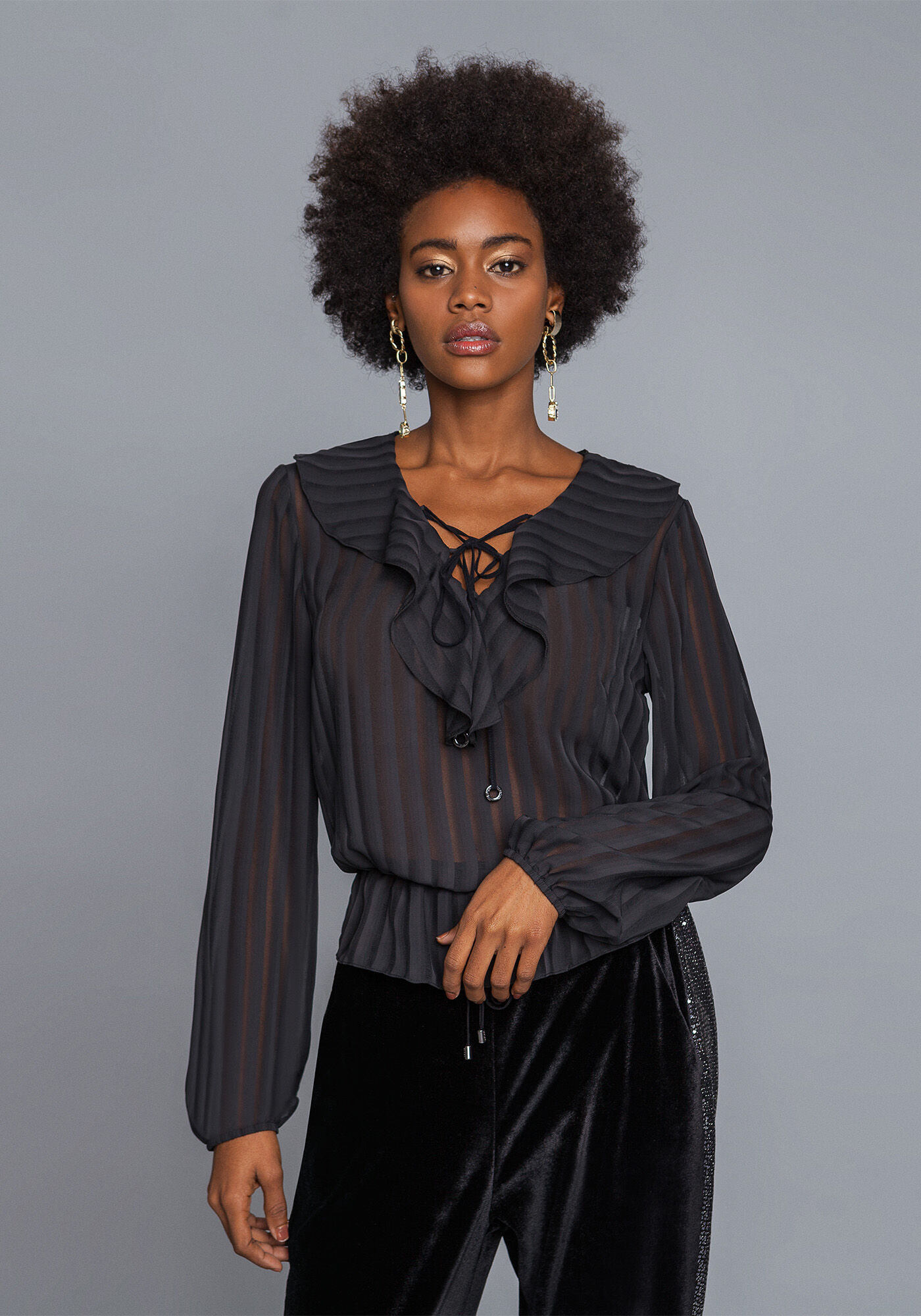 Blusa Transpar&ecirc;ncia Listras, , large.