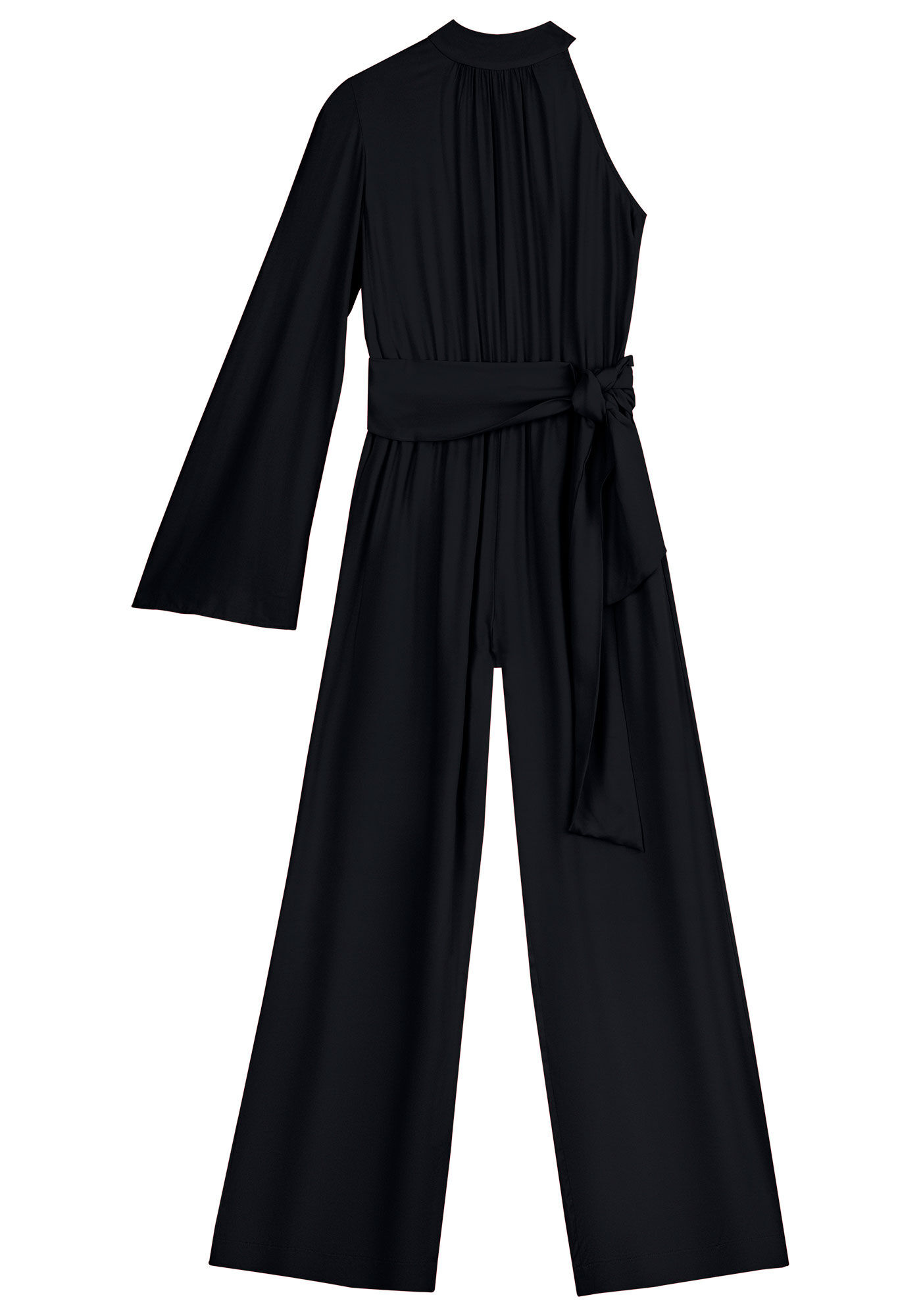 Macac&atilde;o Longo Ombro S&oacute; em Viscose com Cinto, , large.