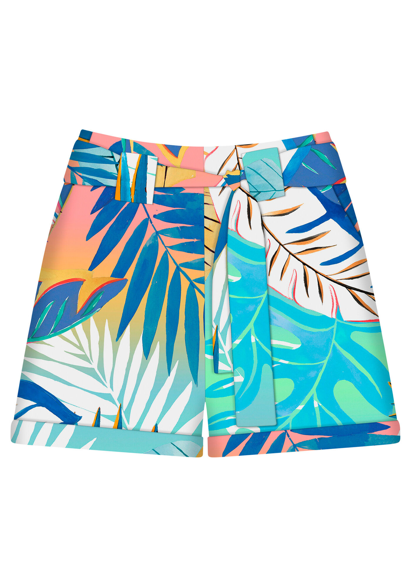 Shorts Cintura M&eacute;dia Cinto Estampa, , large.