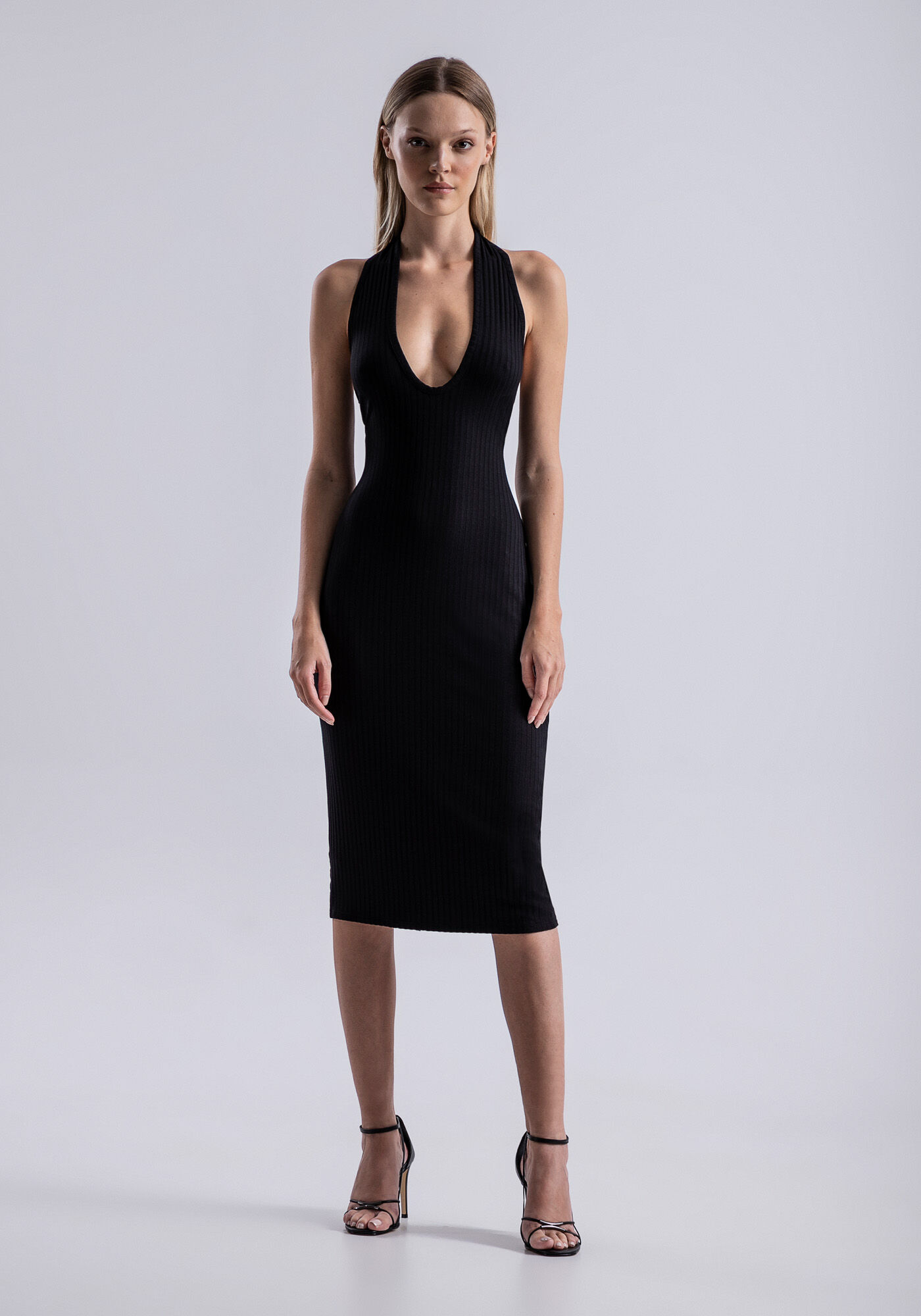 Vestido Midi Frente &Uacute;nica Canelado com Blusa Cropped, , large.