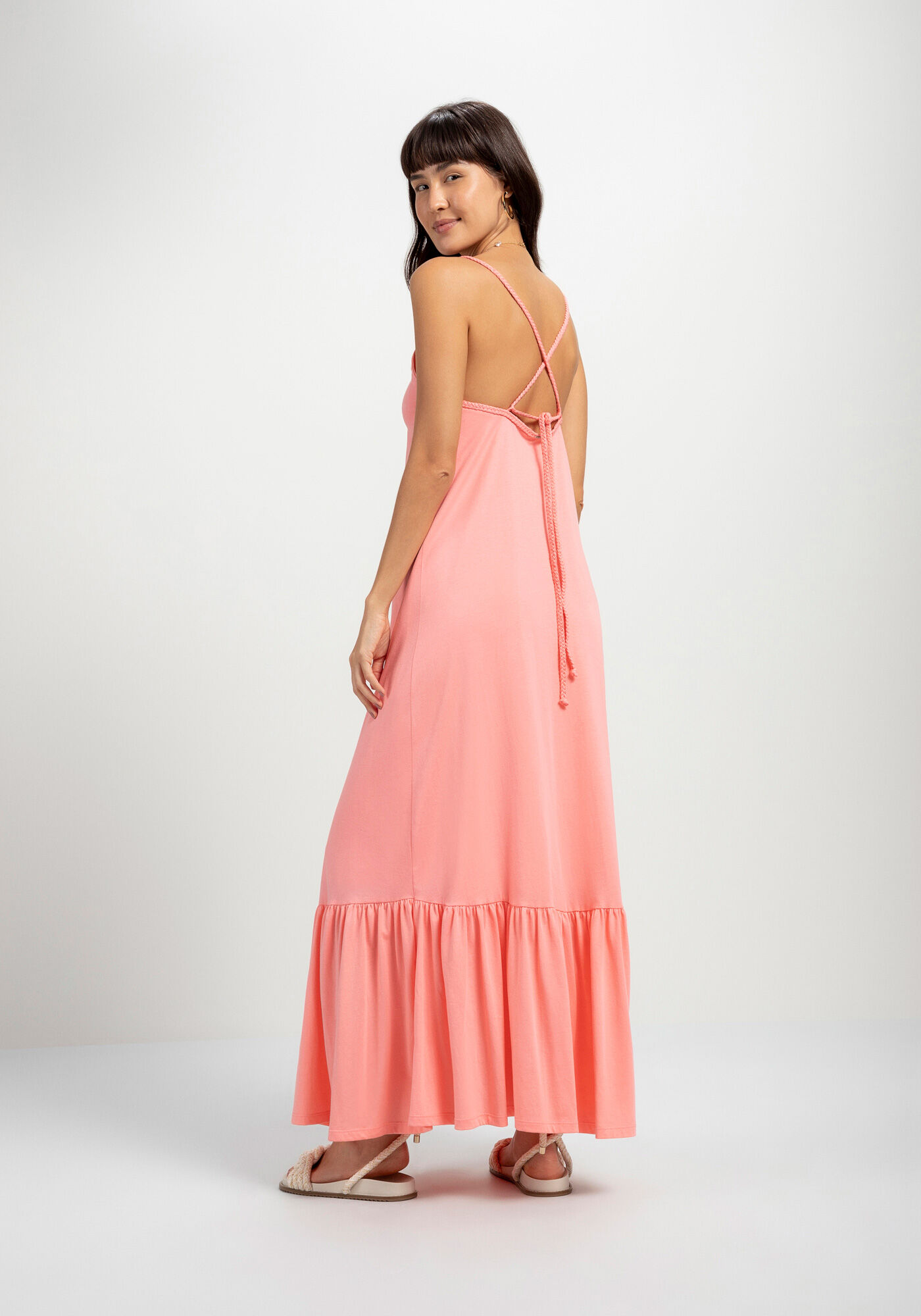 Vestido com Al&ccedil;as Longo com Babado, , large.