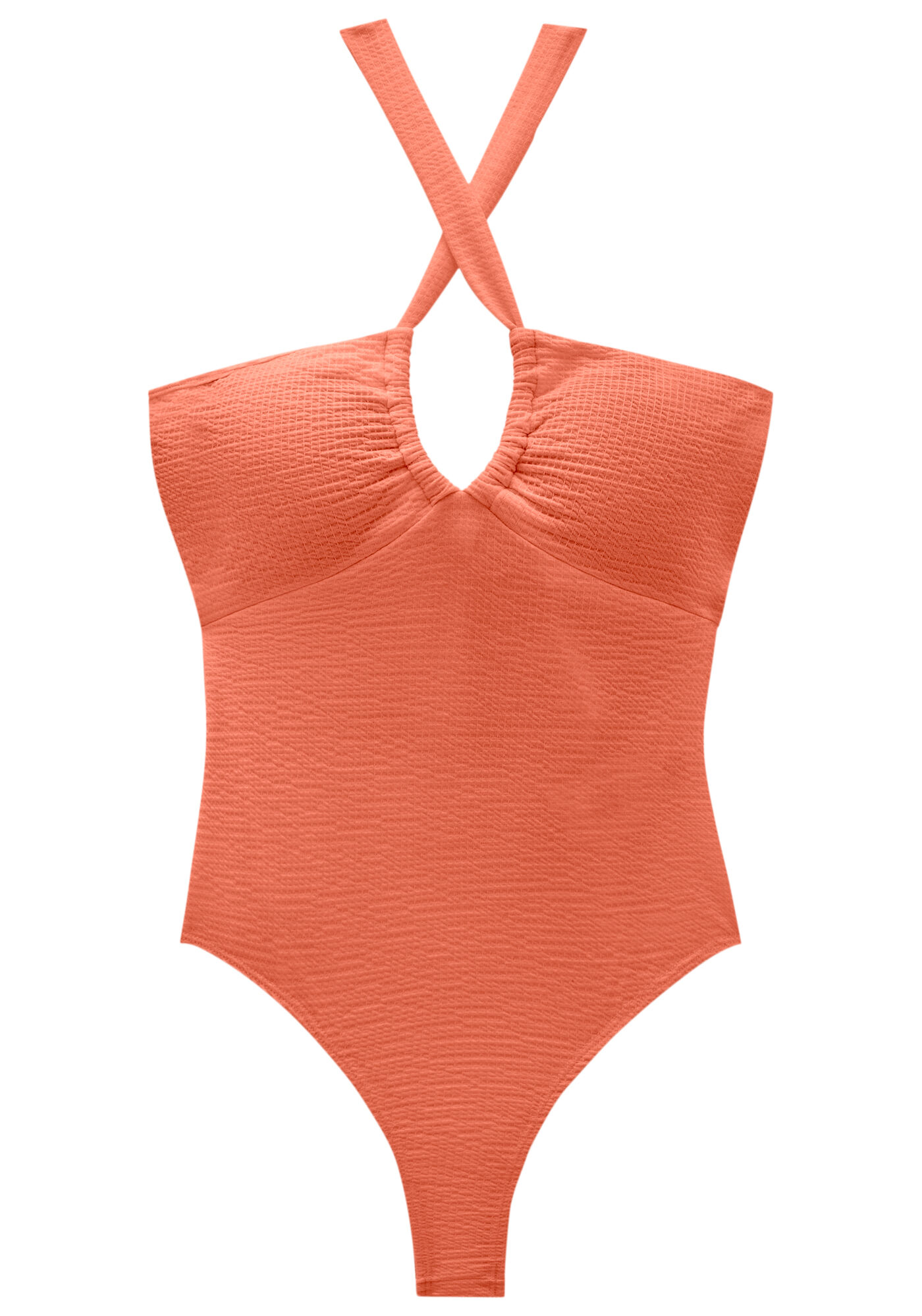 Body com Al&ccedil;as em Malha com Recorte Busto, LARANJA VERBENA, large.