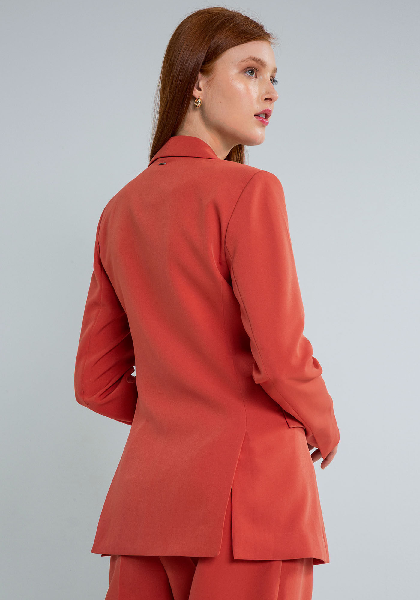 Blazer com Gola Bot&otilde;es, LARANJA, large.