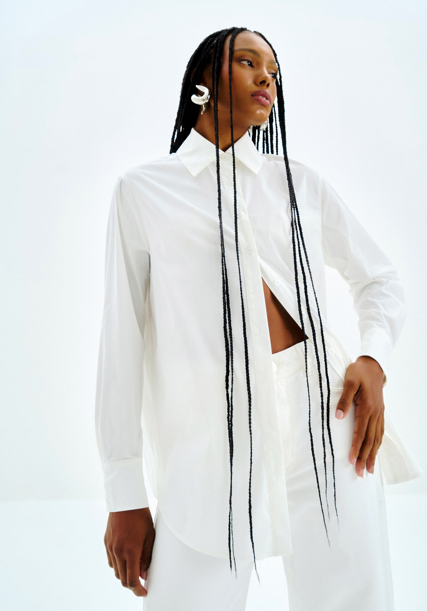 Camisa Manga Longa em Tricoline com Elastano, , large.